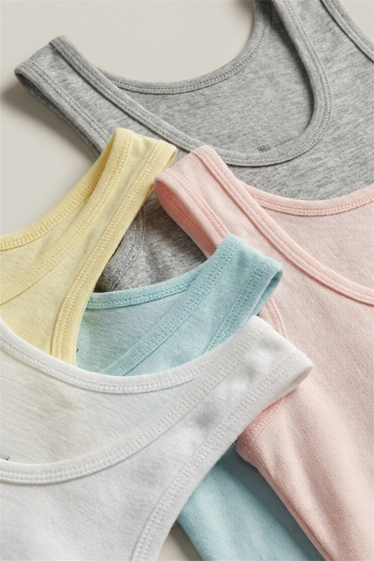 5 Pack Thick Strap Girls Undershirt Multi Color