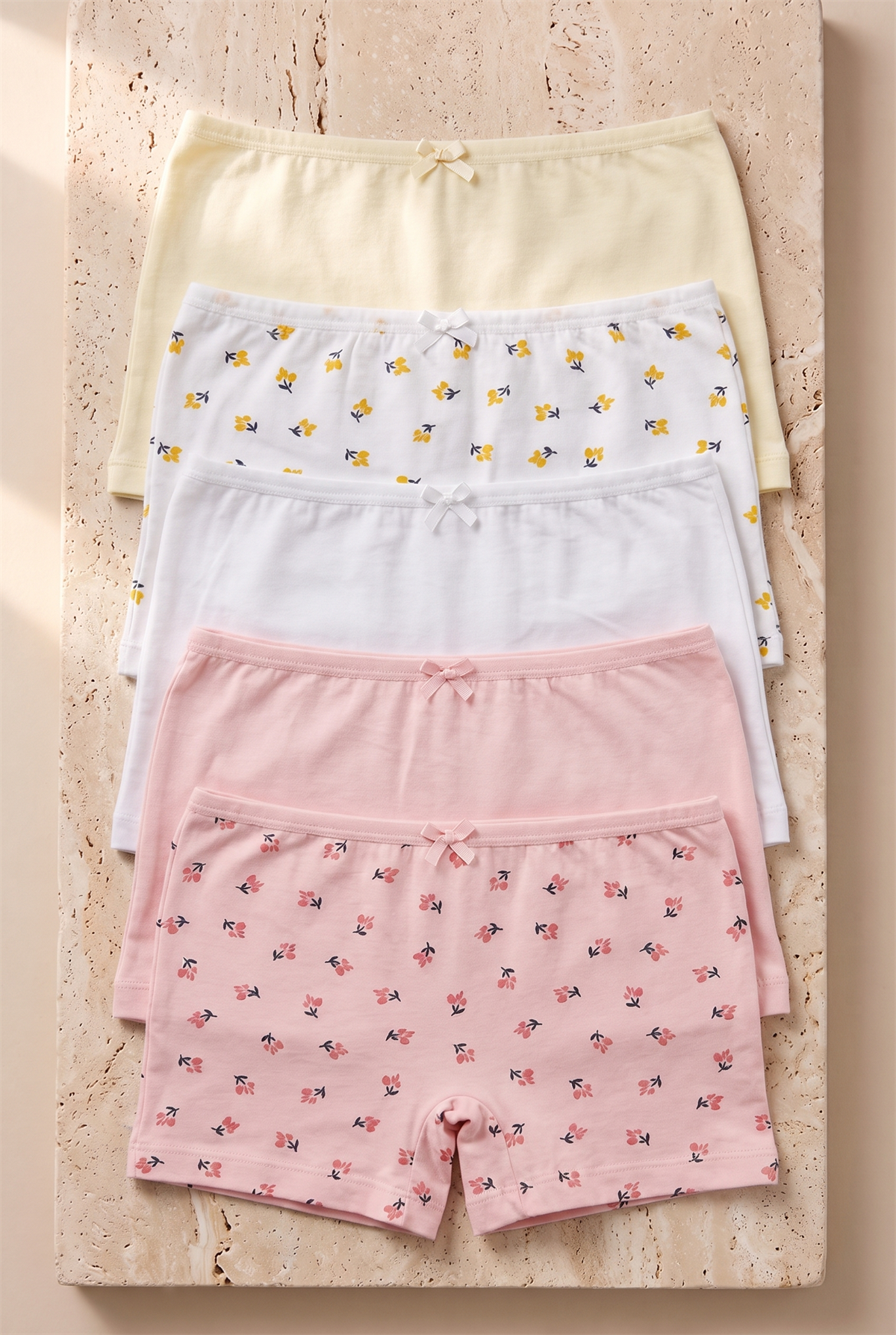 5li Paket Kız Çocuk Boxer Çok Renkli