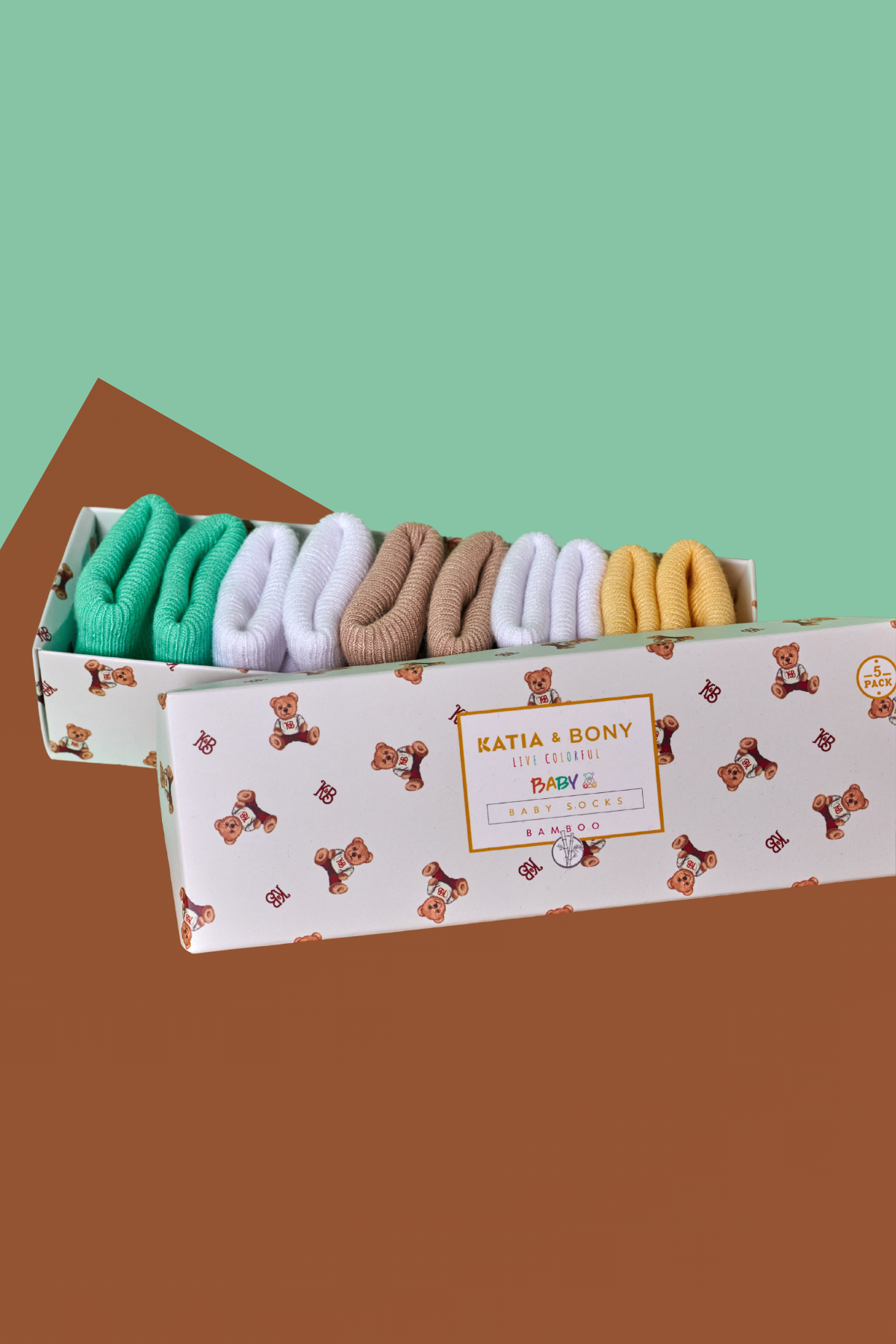 5li Paket Yenidoğan Bambu Bebek Çorap Renkli