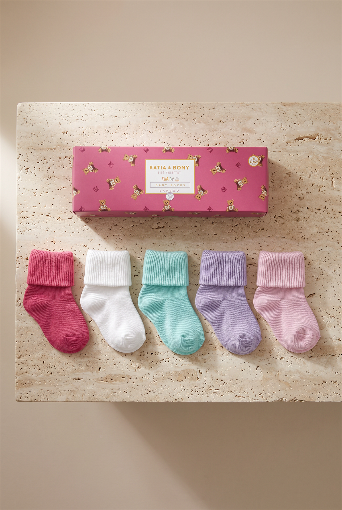 5li Paket Yenidoğan Bambu Bebek Çorap Renkli
