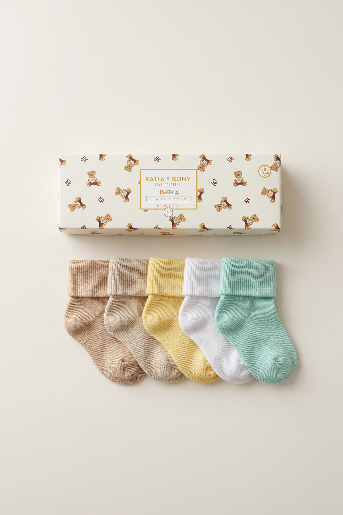 5li Paket Yenidoğan Bambu Bebek Çorap Renkli