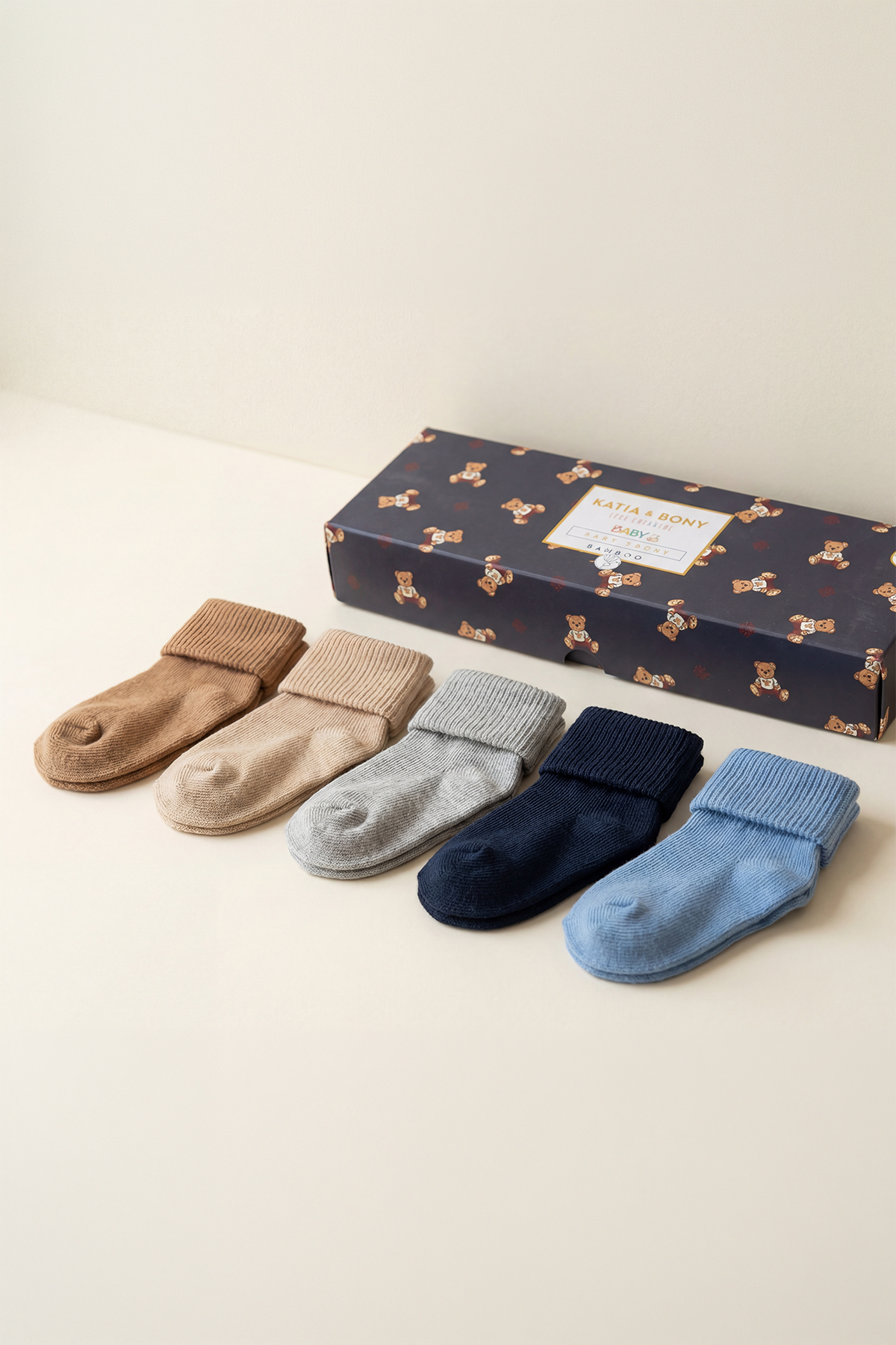 5li Paket Yenidoğan Bambu Bebek Çorap Renkli