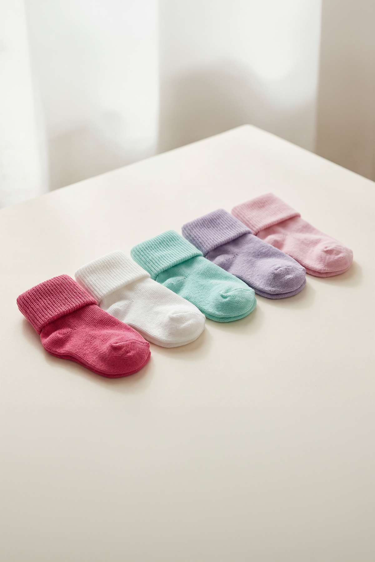 5li Paket Yenidoğan Bambu Bebek Çorap Renkli