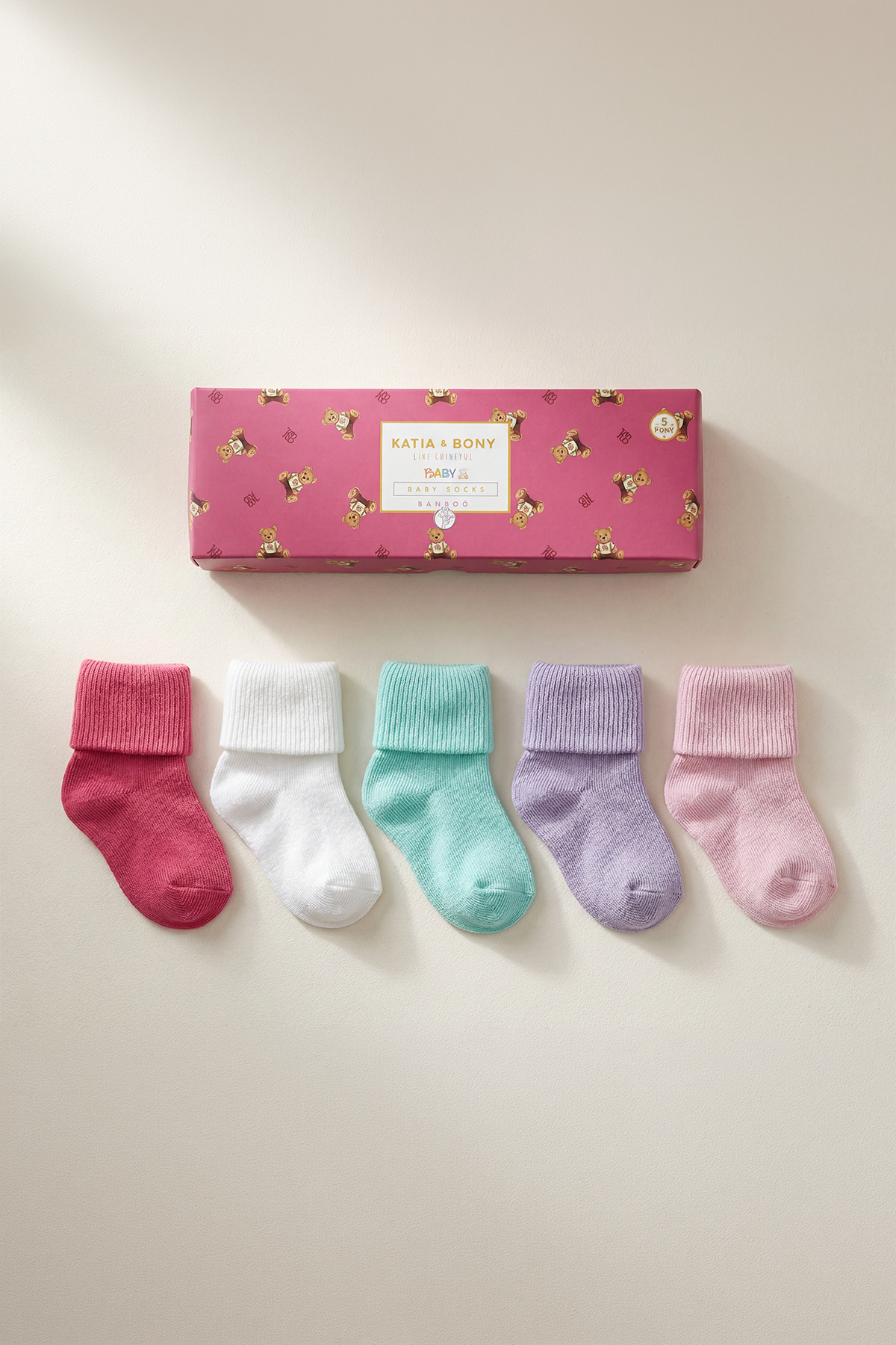 5li Paket Yenidoğan Bambu Bebek Çorap Renkli