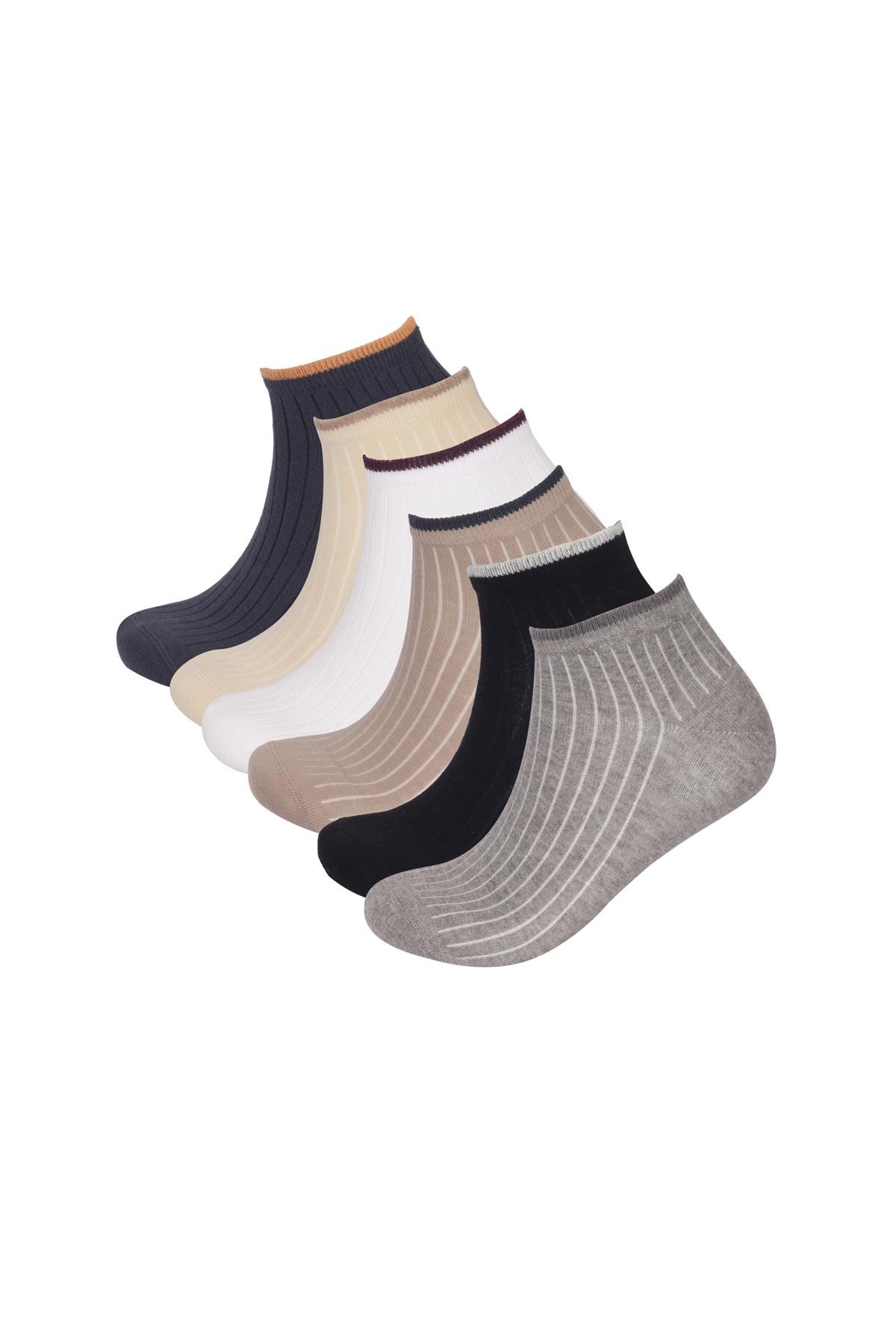 7li Pamuk Erkek Step Çorap Çok Renkli