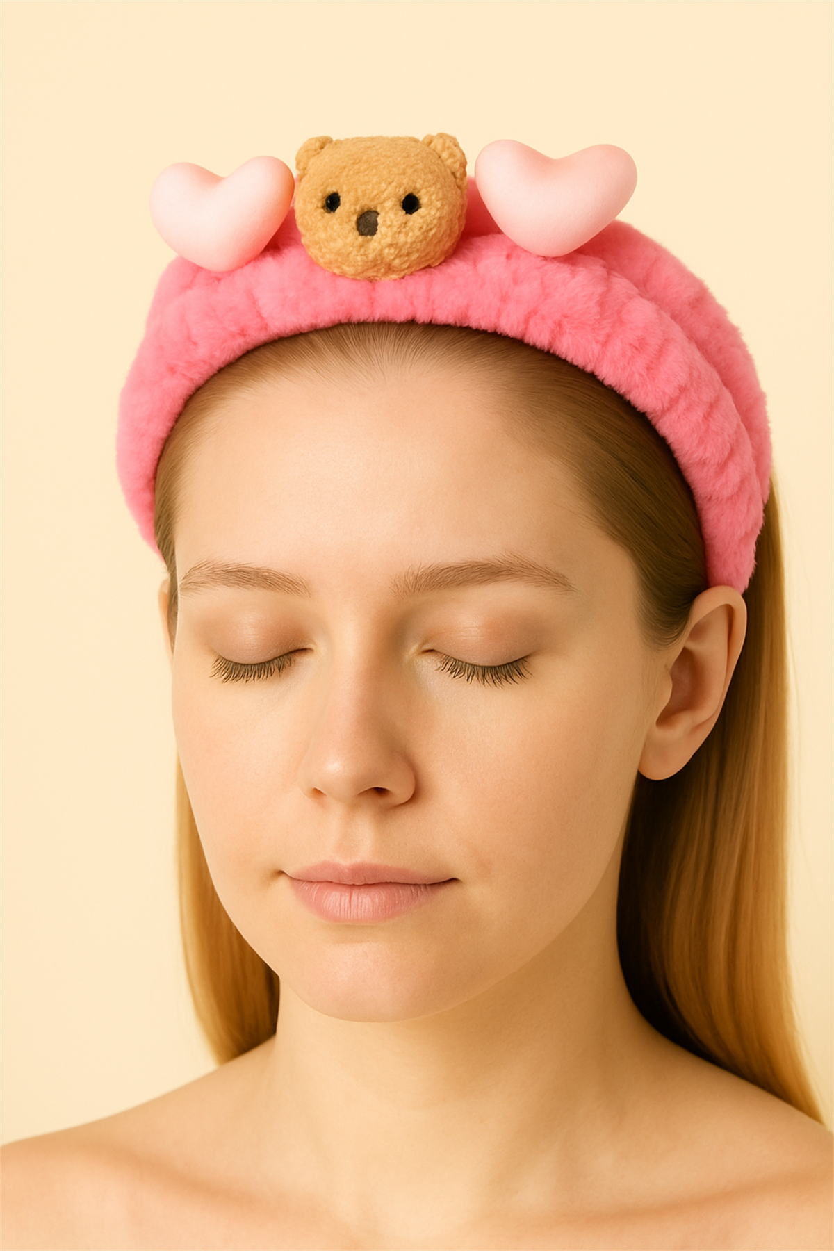 Ayıcık Aksesuarlı Saç Bandı Pembe