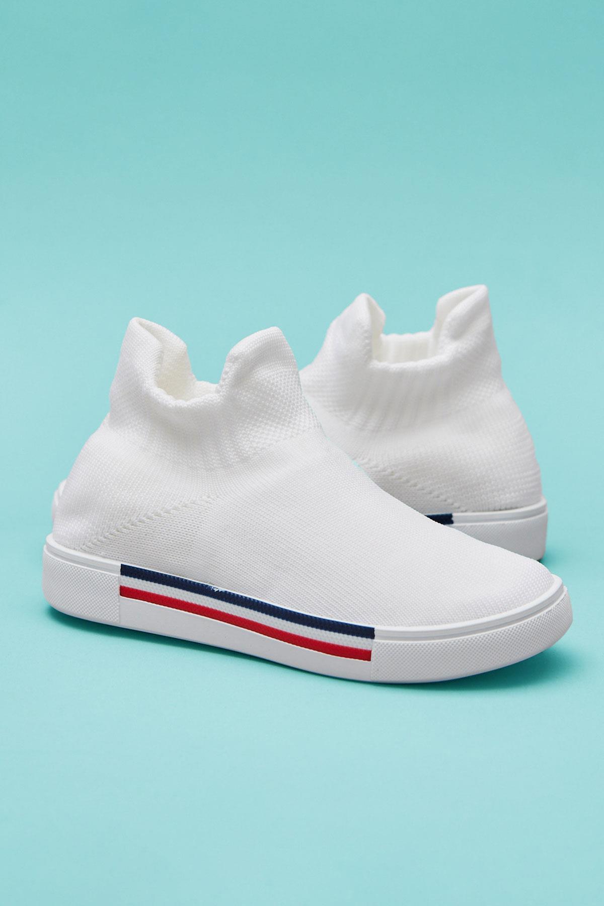 Back To School Çocuk Çorap Ayakkabı Beyaz