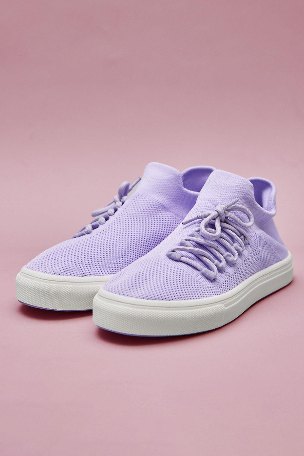 Kadın Bağcıklı Çorap Ayakkabı Lila