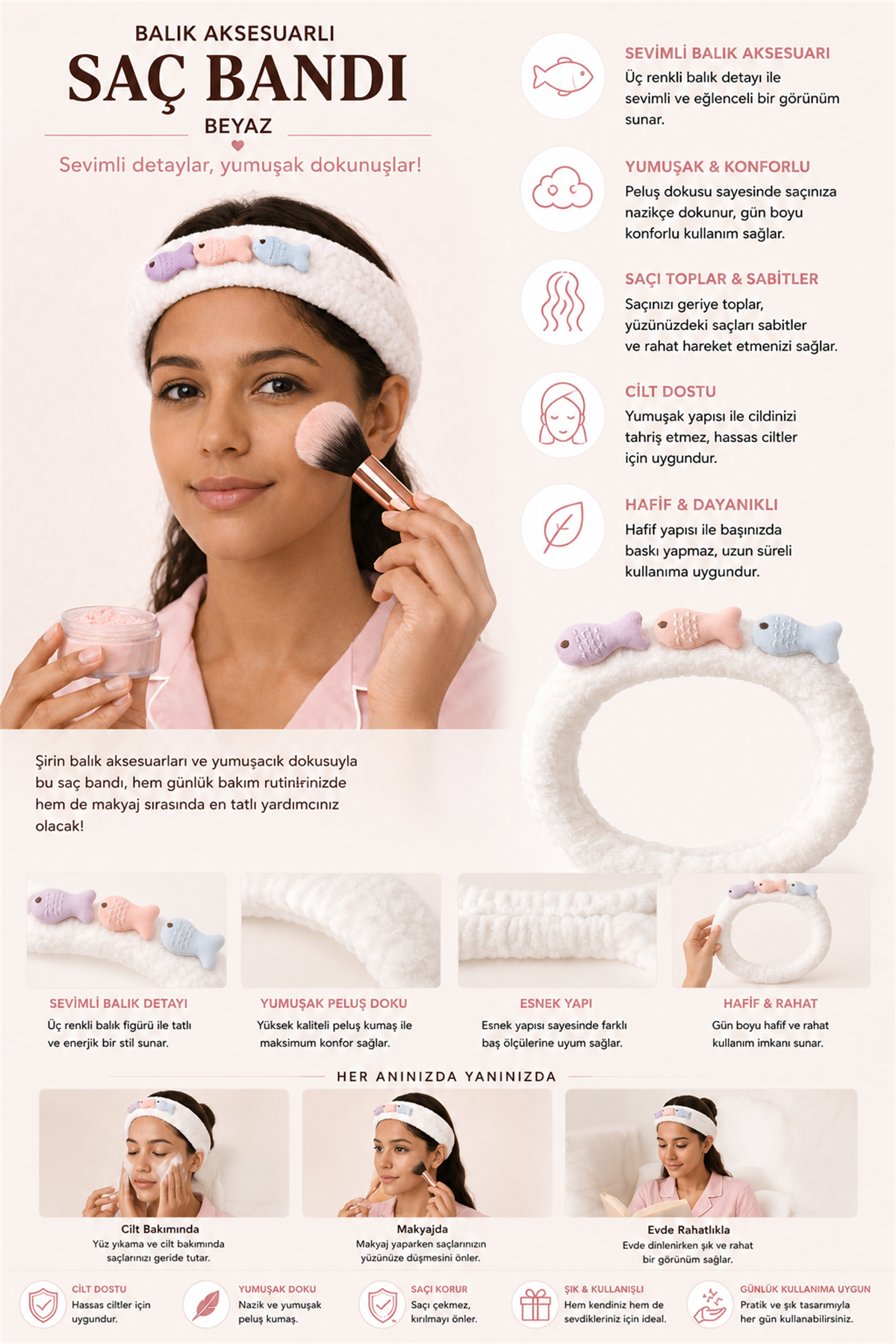 Fish Accessory Hair Band White