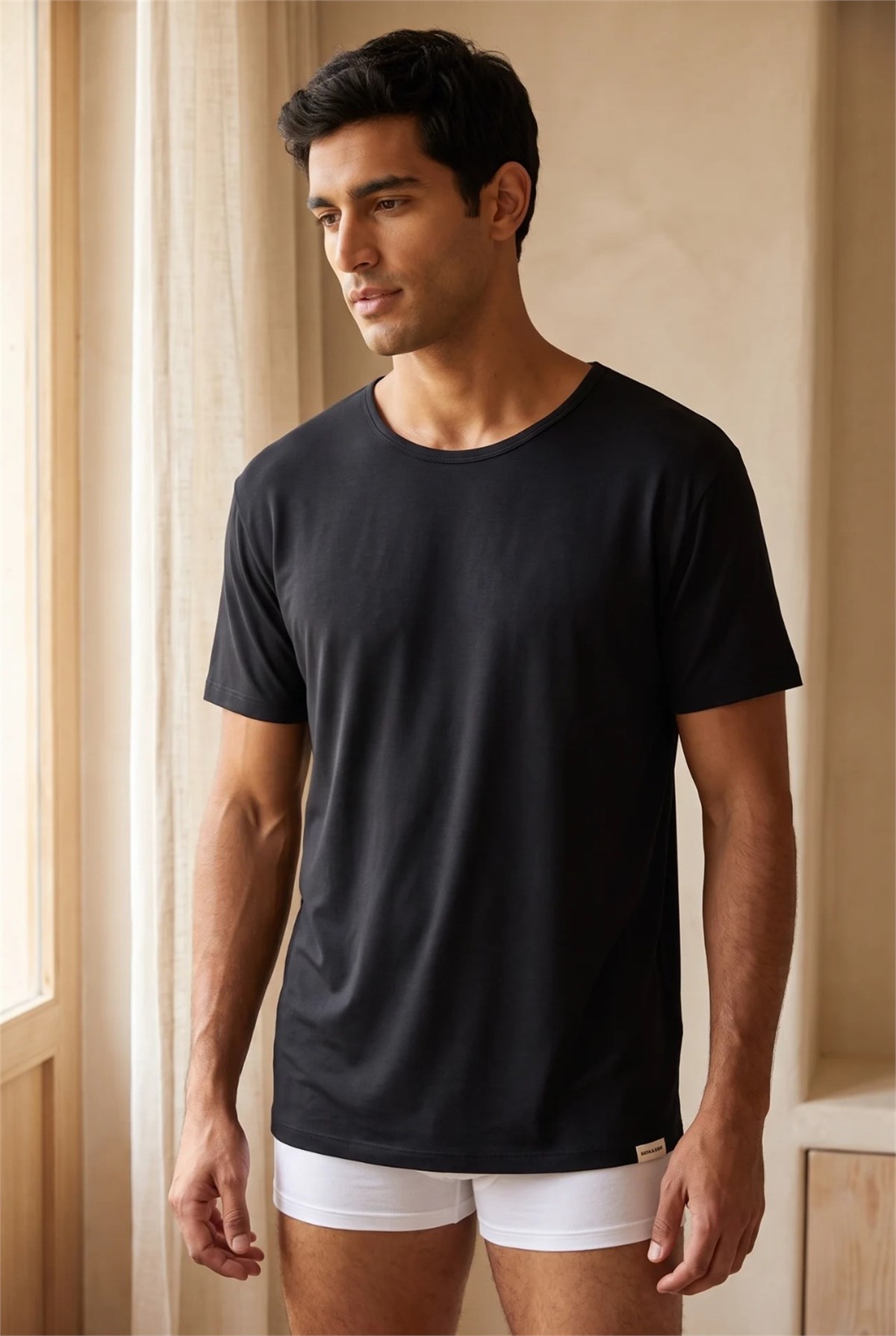 Basic Modal O  Yaka Erkek Tshirt Siyah