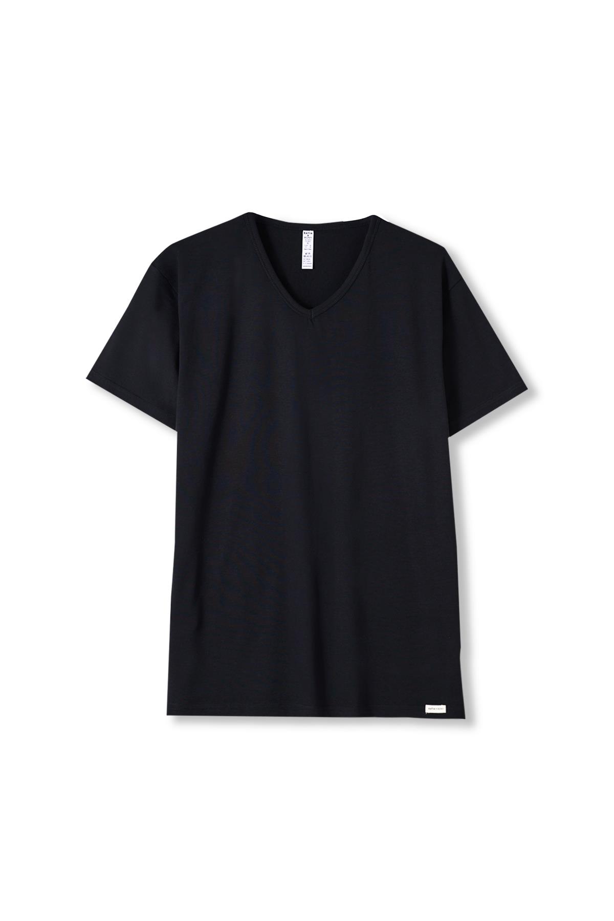 Basic Modal V Neck Mens T-Shirt Black