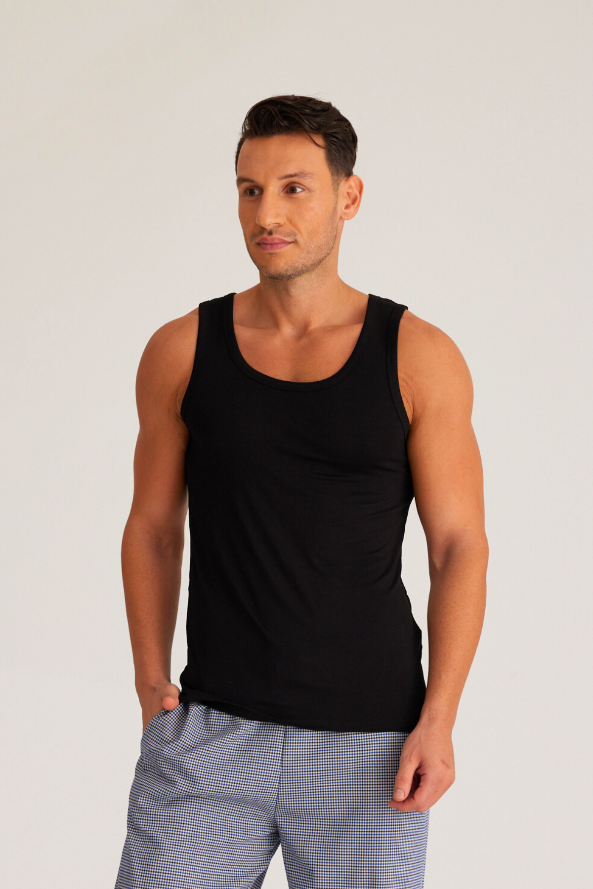 Basic New Modal Askılı Erkek Atlet SİYAH