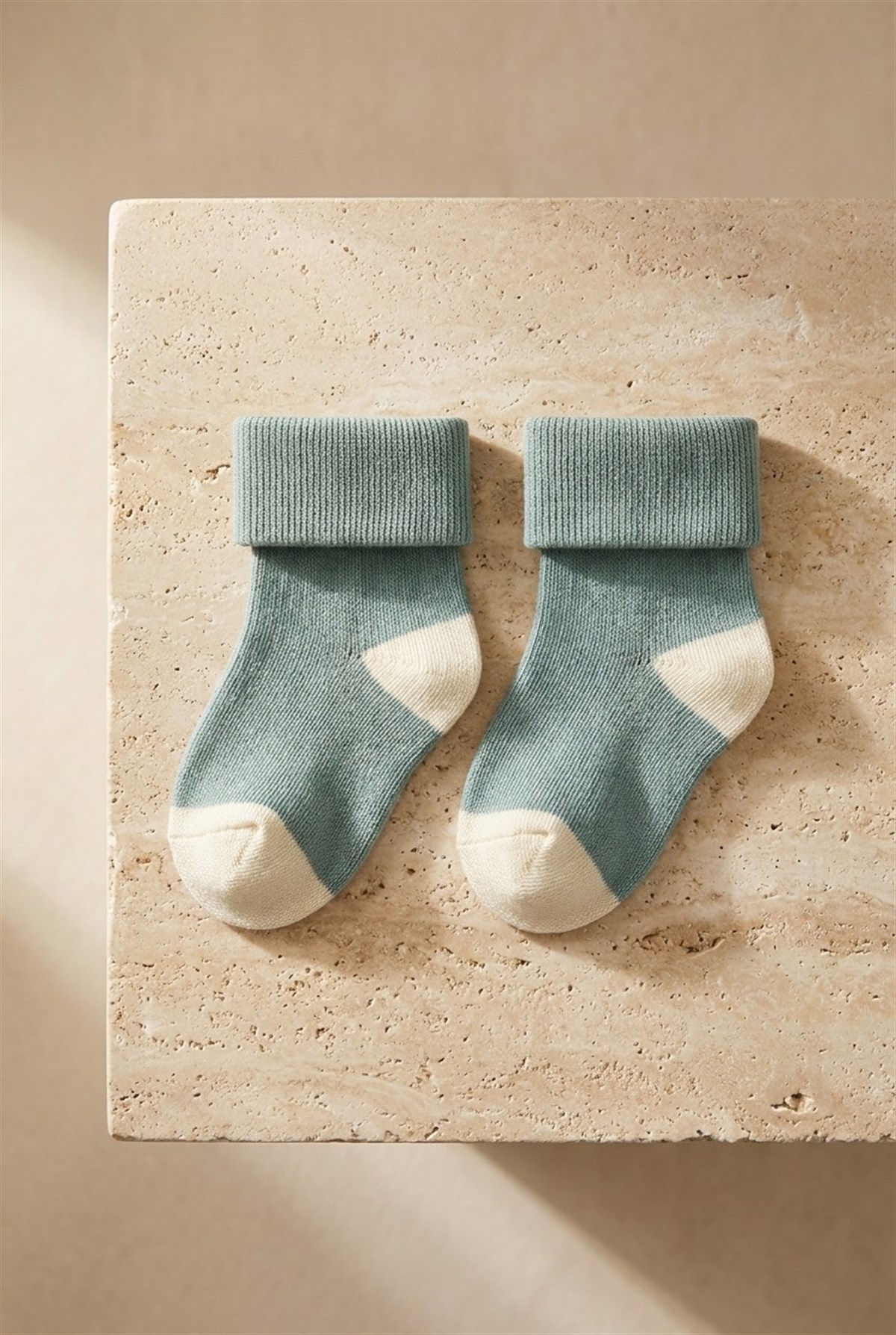 Bebek 3lü Havlu Soket Çorap Mint-Ekru-Yeşil