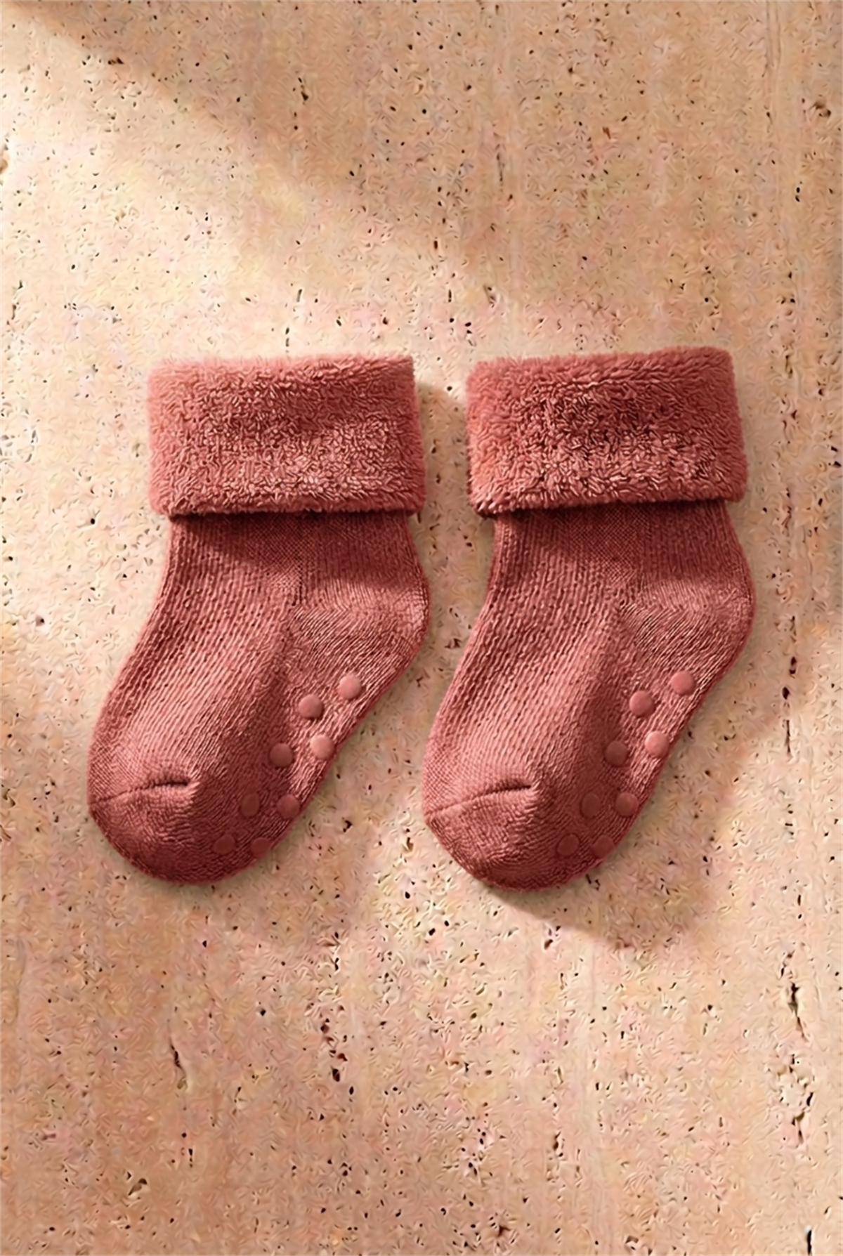 Baby 3-Piece Towel Socket Socks Pink-Red-Burgundy