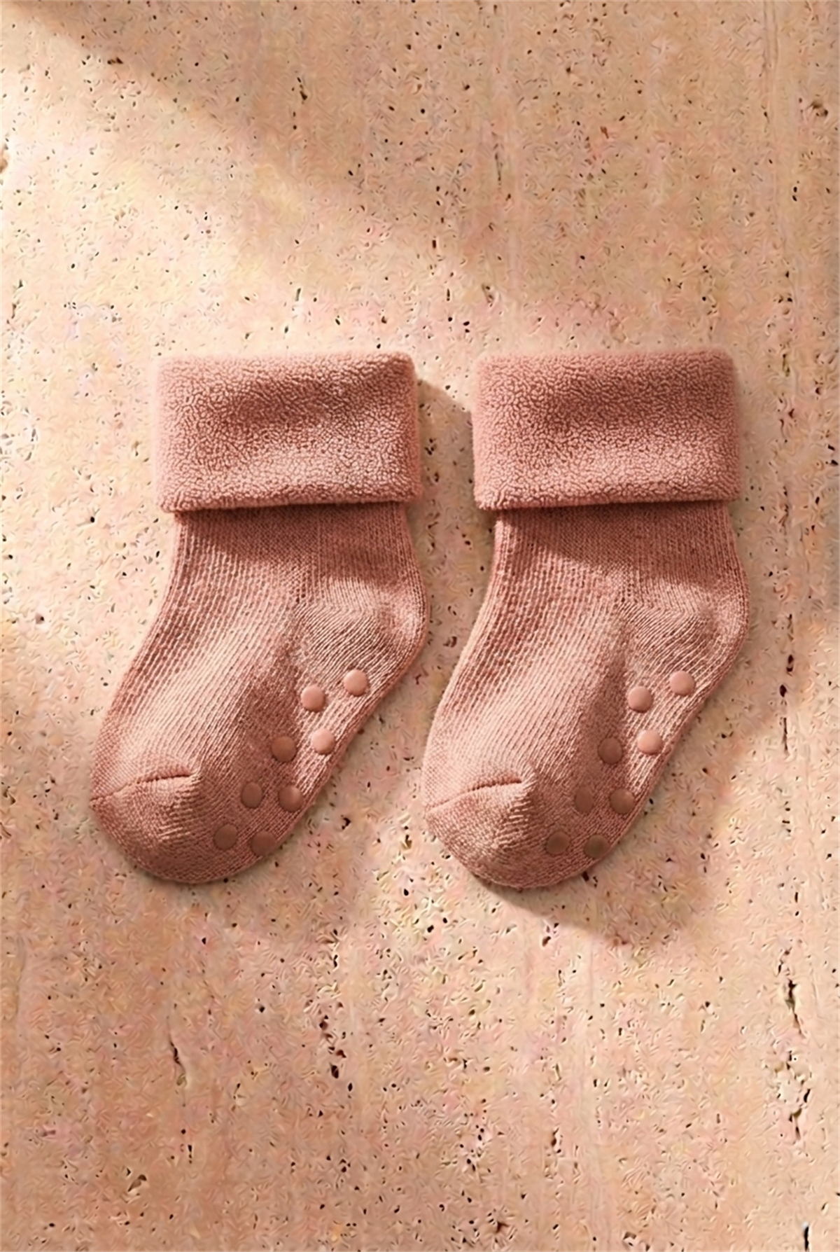 Baby 3-Piece Towel Socket Socks Pink-Red-Burgundy
