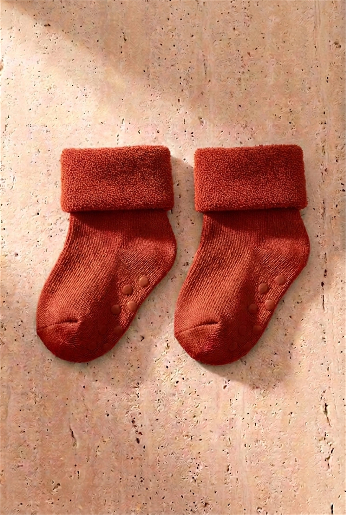 Baby 3-Piece Towel Socket Socks Pink-Red-Burgundy