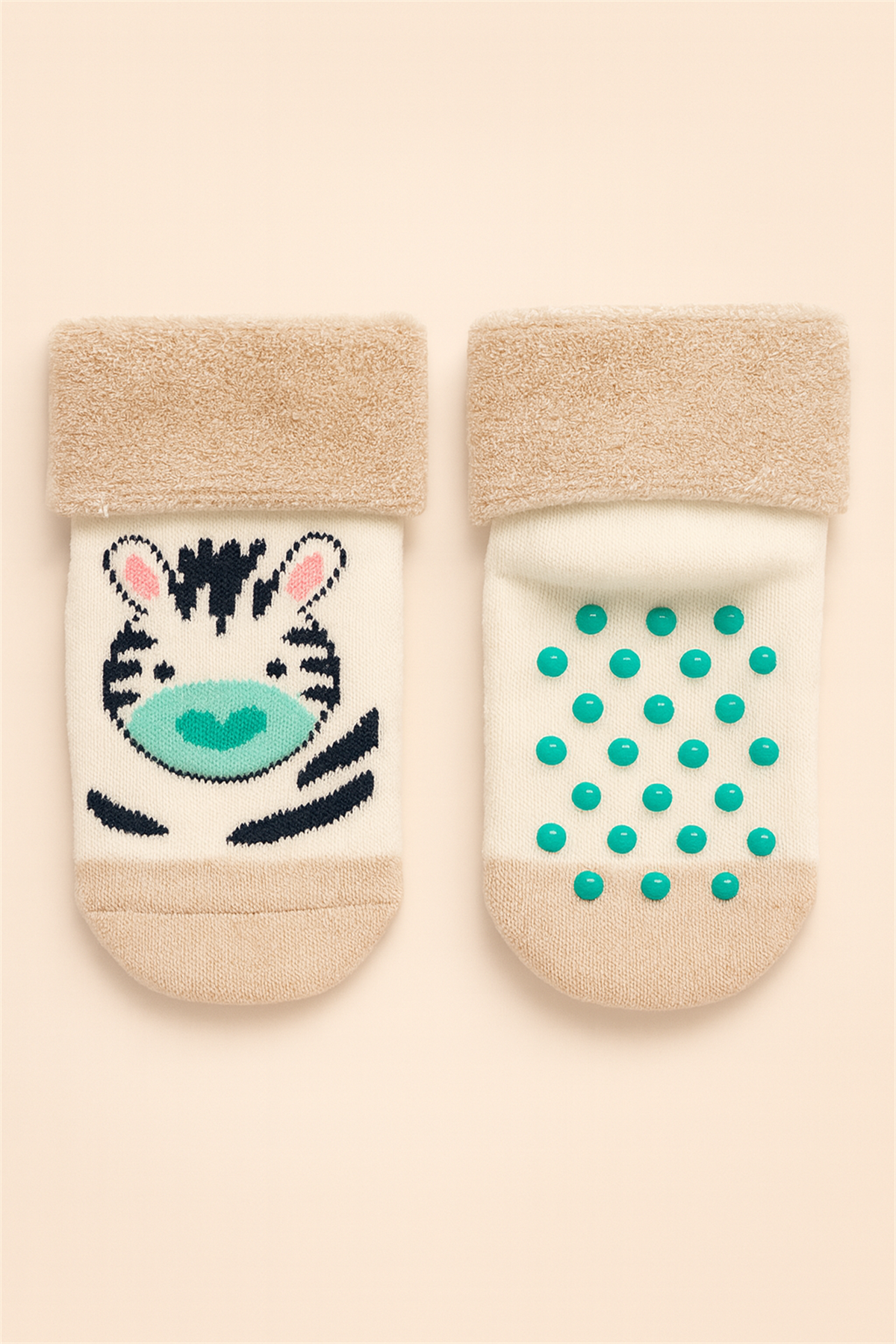 Bebek 3lü Zebra Desenli Havlu Soket Çorap