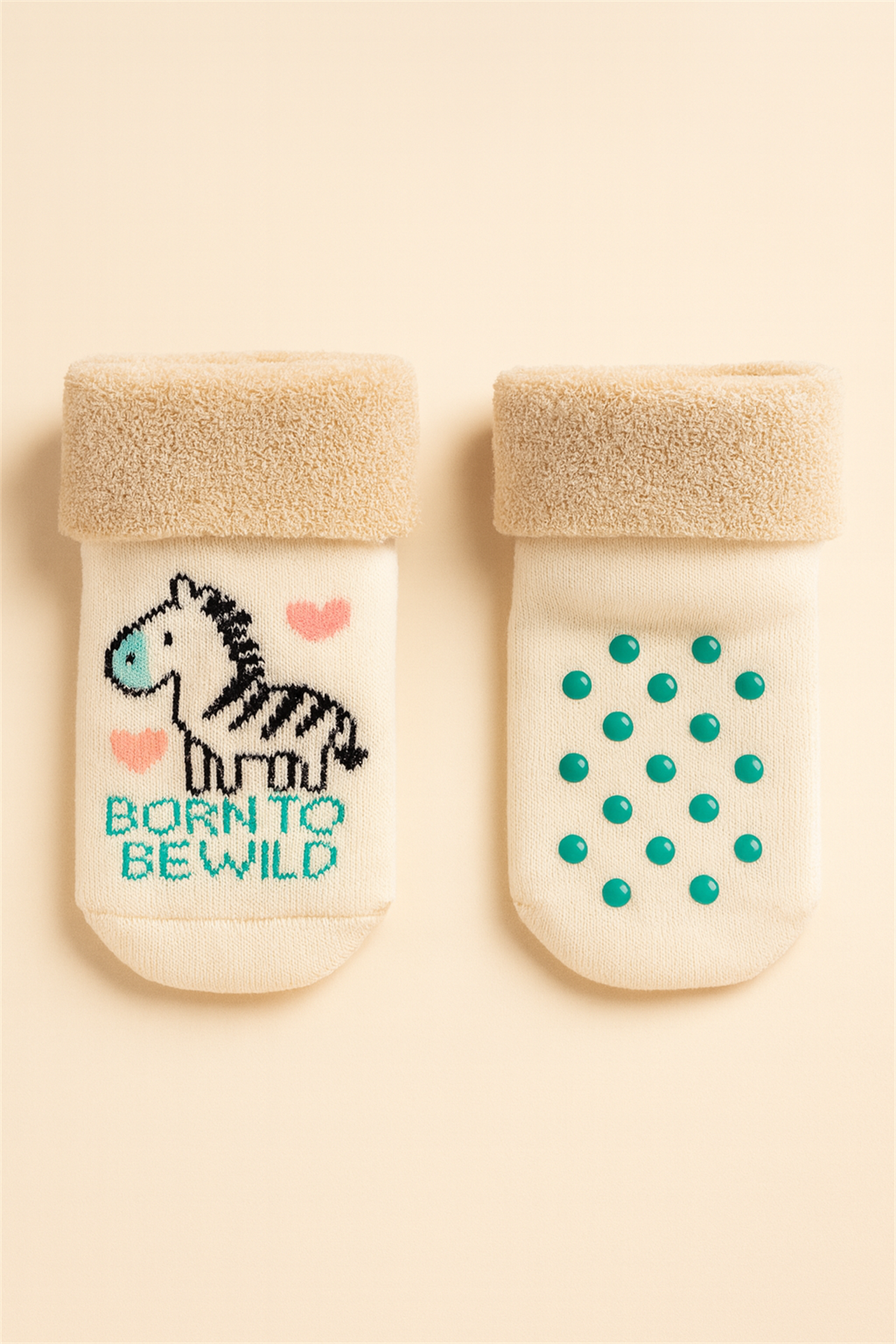 Bebek 3lü Zebra Desenli Havlu Soket Çorap