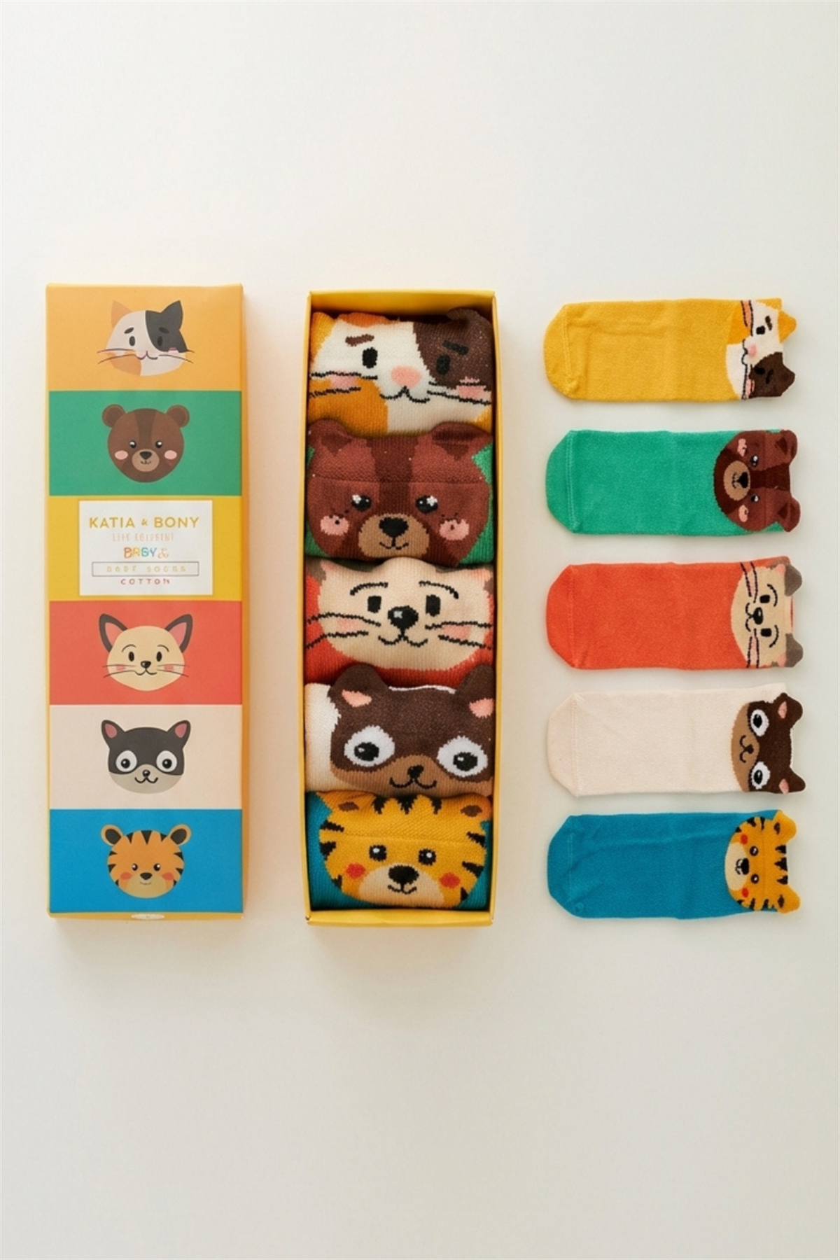 Bebek 5li Sevimli Hayvan Desenli Kutulu Soket Çorap