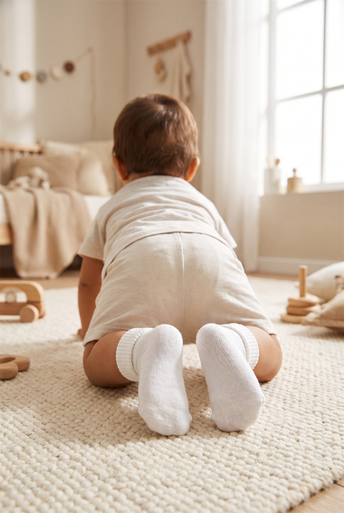 Bebek Bileği Kıvrık Pamuklu Soket Çorap Beyaz