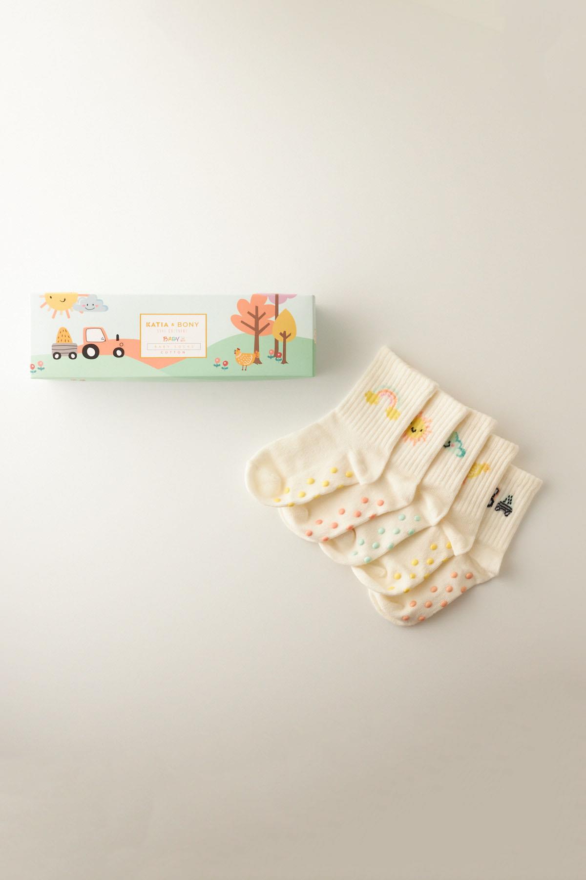 Bebek Çiftlik Temalı 5li Kutulu Soket Çorap