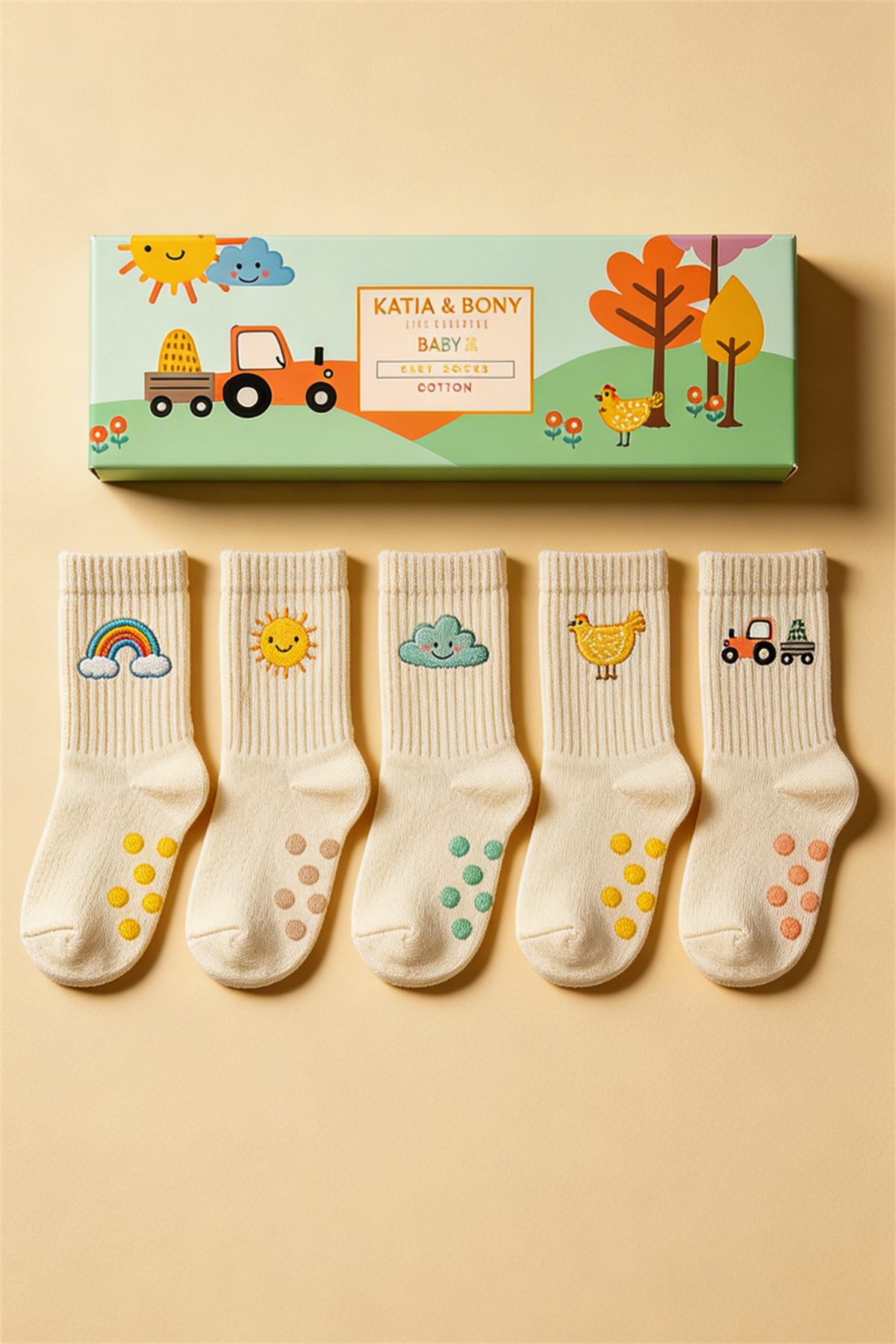 Bebek Çiftlik Temalı 5li Kutulu Soket Çorap