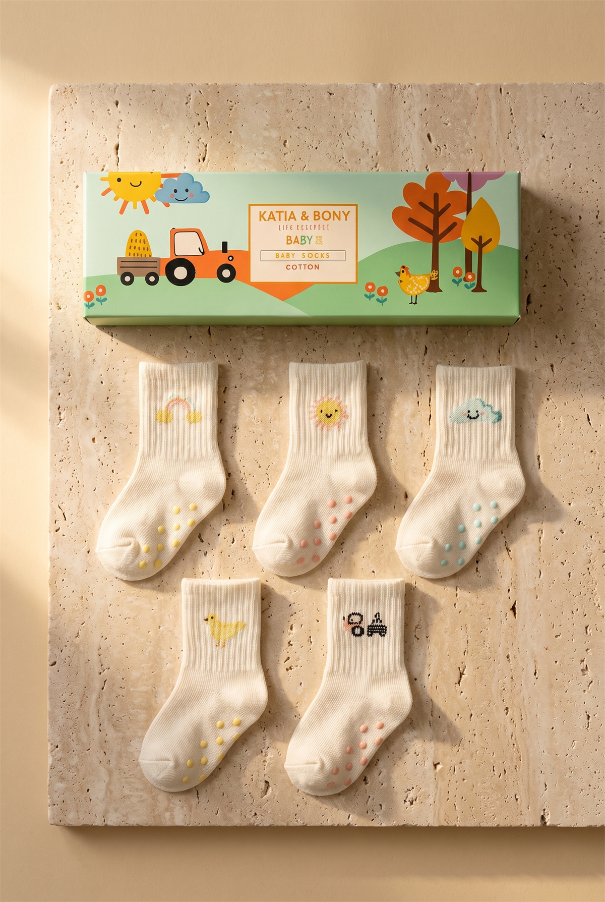 Baby Farm Themed Socket Socks İn A Box Of 5