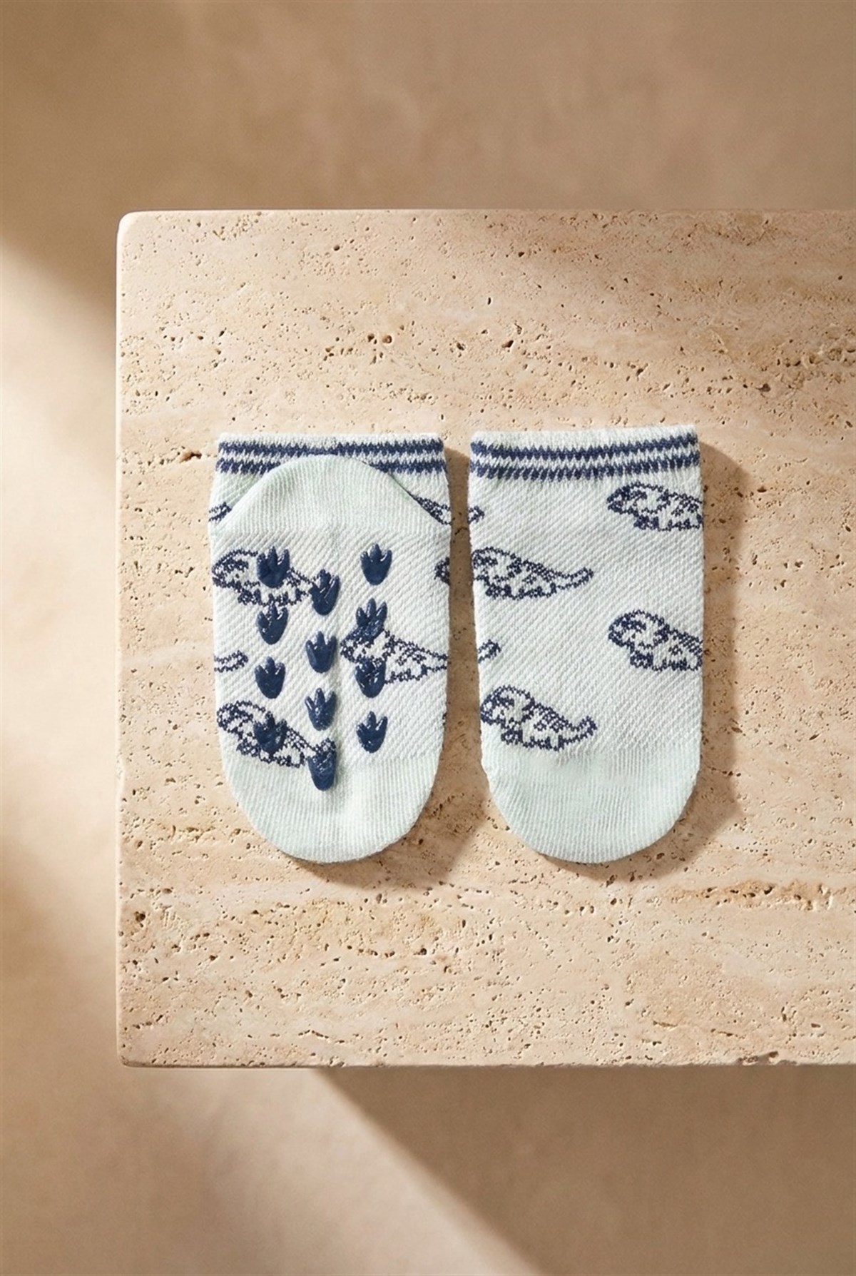 Bebek Dinozor Basklı Tabanı Pençe Detaylı 2li Patik Çorap