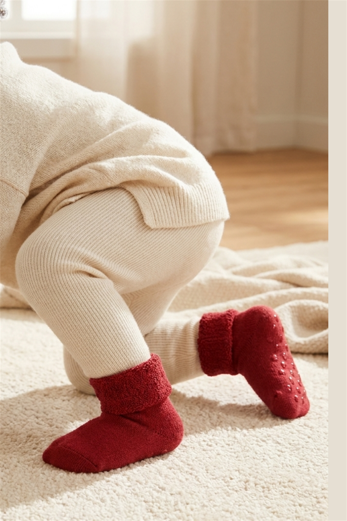 Bebek Havlu Soket Çorap Bordo