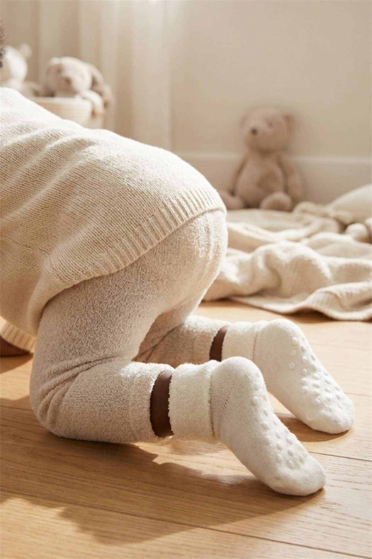 Bebek Havlu Soket Çorap Ekru