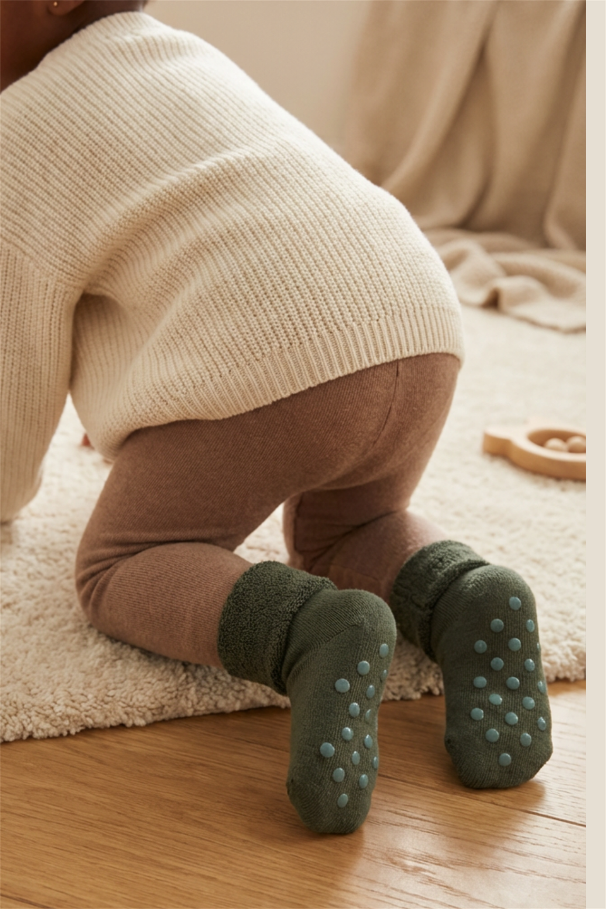 Bebek Havlu Soket Çorap Haki