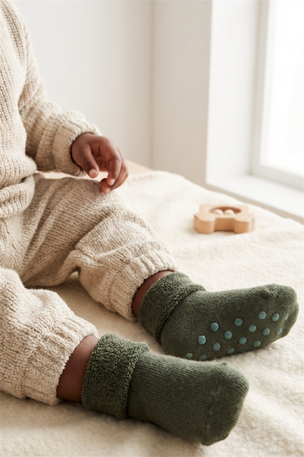 Bebek Havlu Soket Çorap Haki