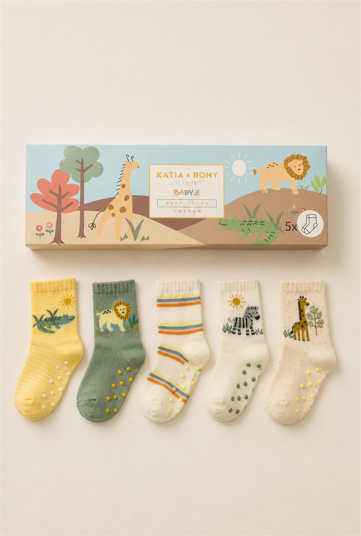5Pck Anımal Patterned Baby Socks Socks Patterned