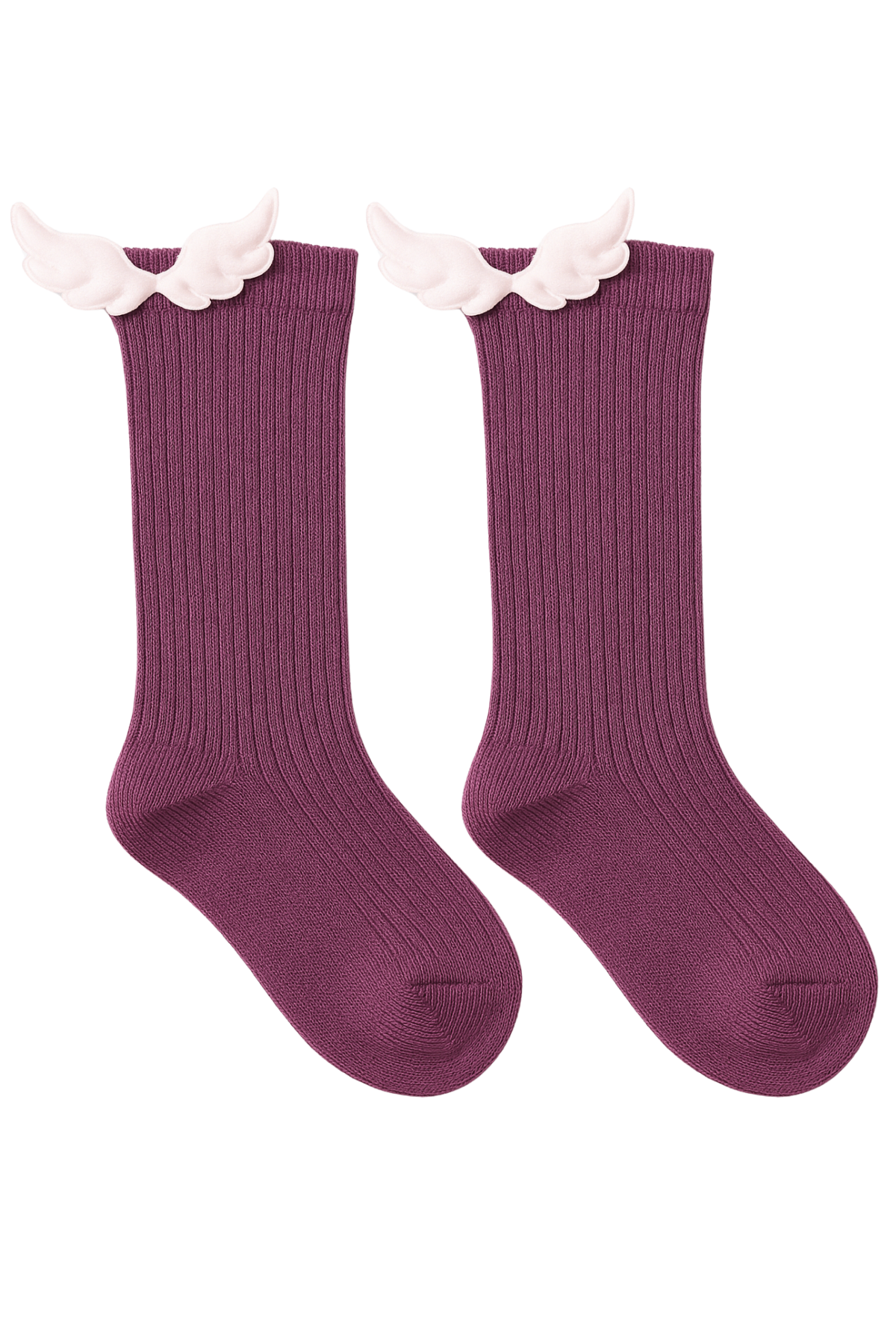 Bebek Kanat Aksesuarlı Dizaltı Çorap Mor