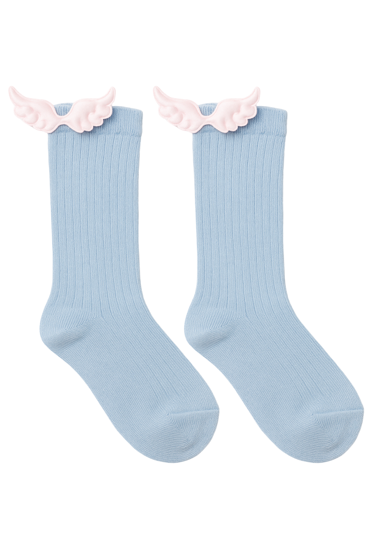 Bebek Kanat Aksesuarlı Dizaltı Çorap Mavi
