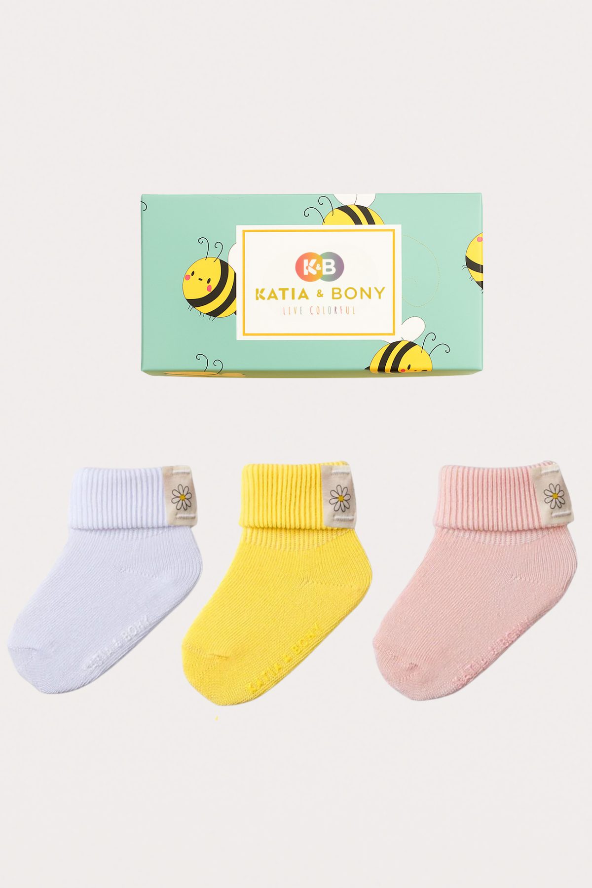 Baby 3-Piece Bee Box Detailed Basic Booties Socks
