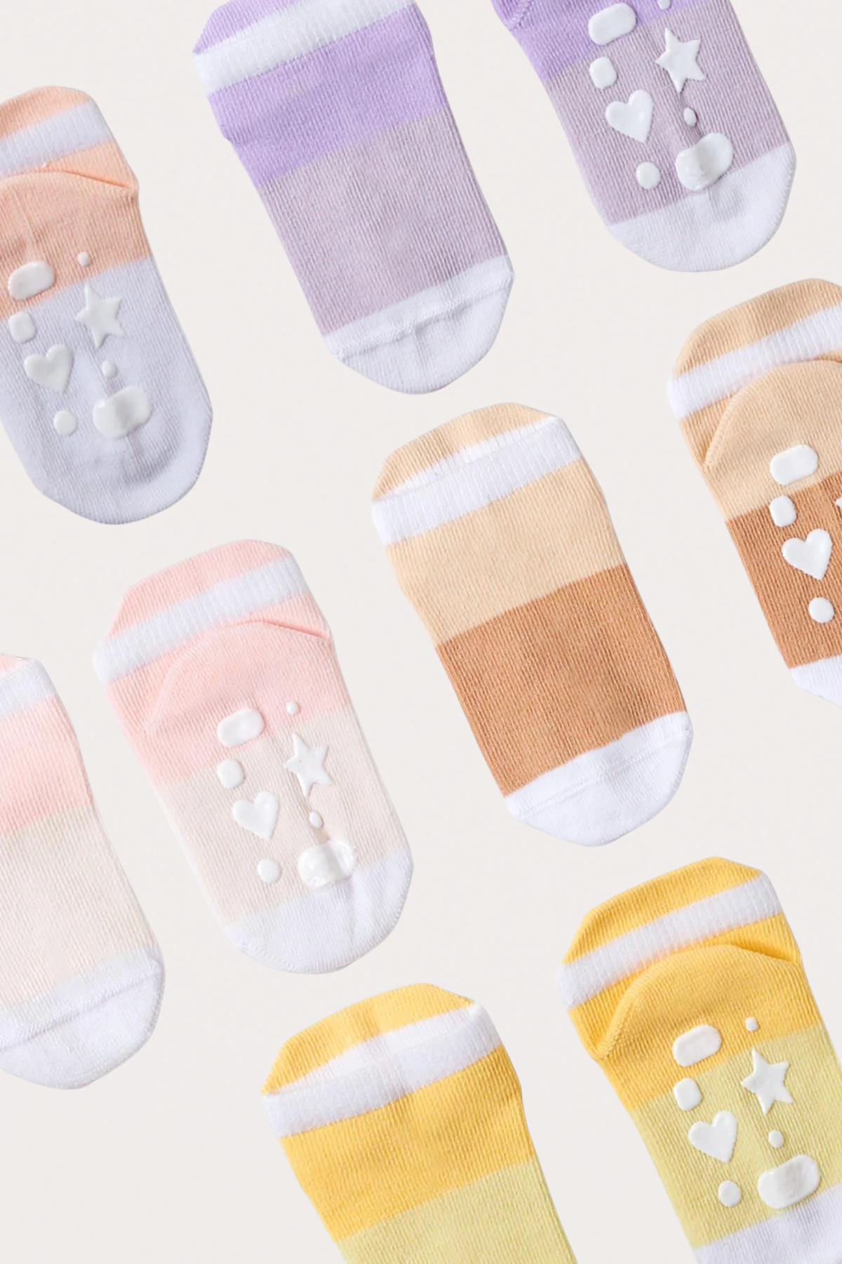 Bebek Şerit Desenli Tabanı Kalp Baskılı 5li Kutulu Soket Çorap
