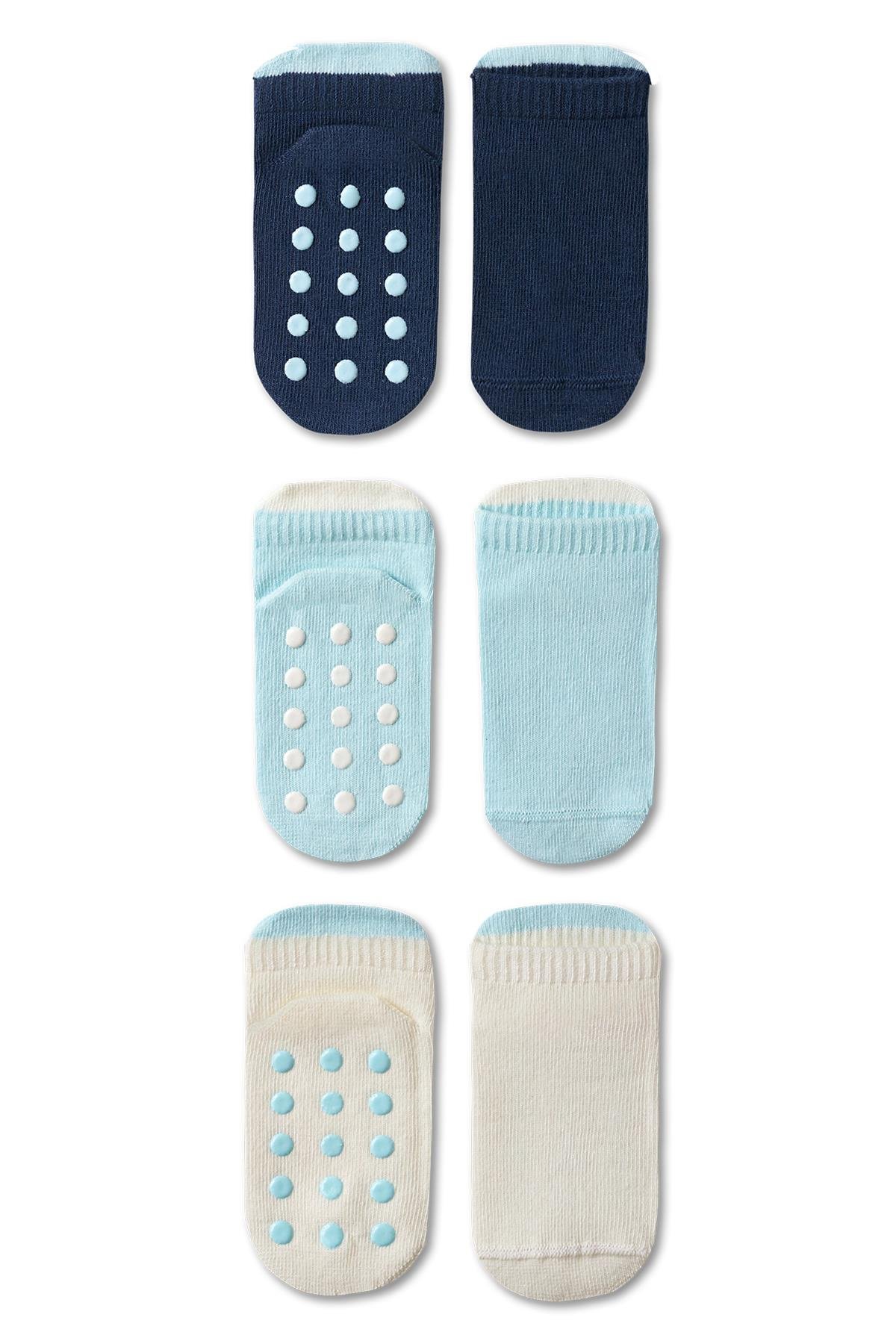 Bebek Tabanı Benekli 3lü Soket Çorap 