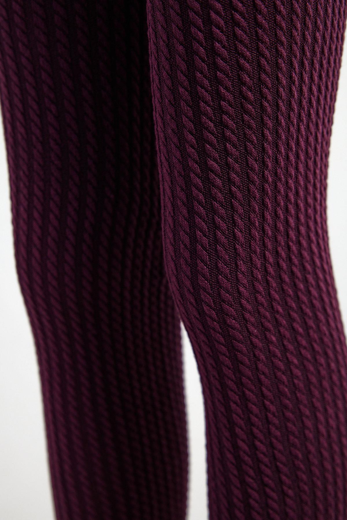 Twisted Pattern Viscose Childrens Leggings Burgundy