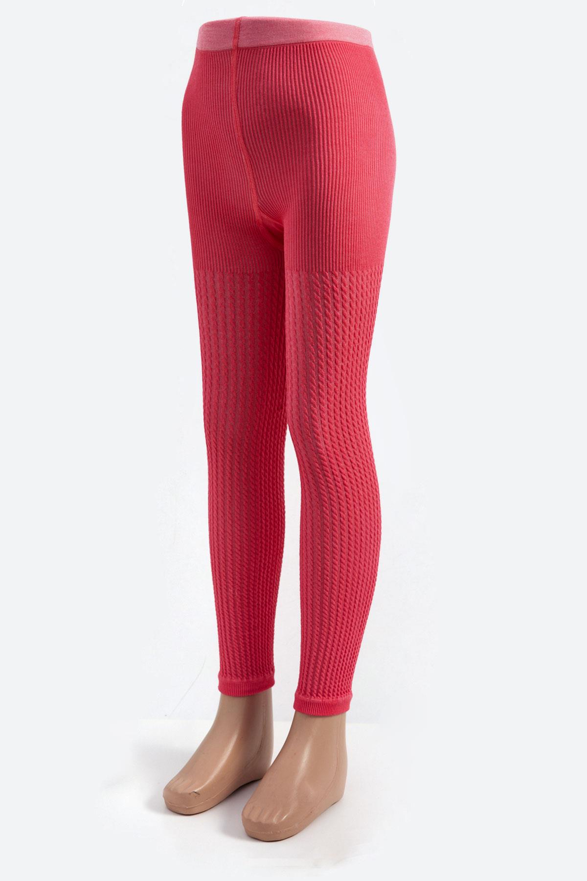 Twisted Pattern Viscose Childrens Leggings Pink