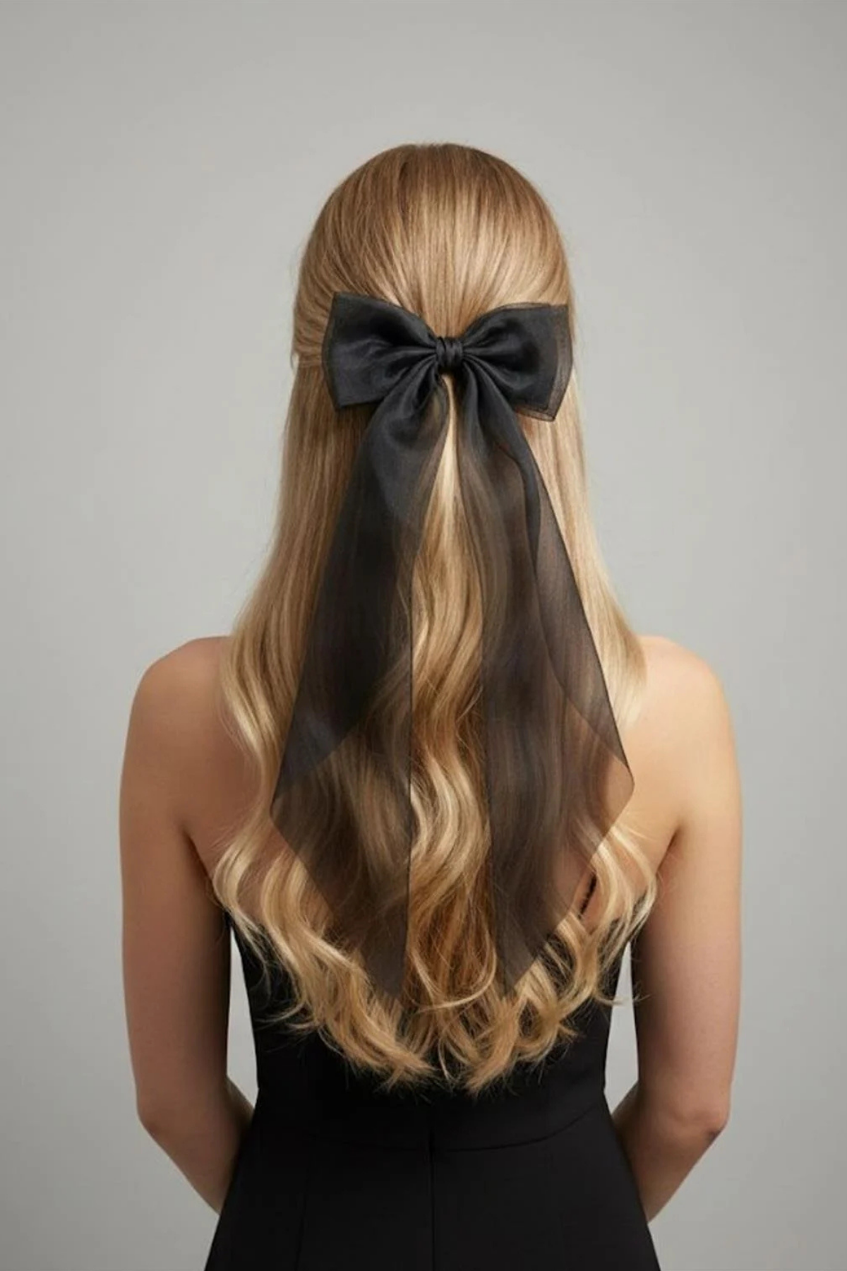 Double Tulle Bow Vending Buckle Black