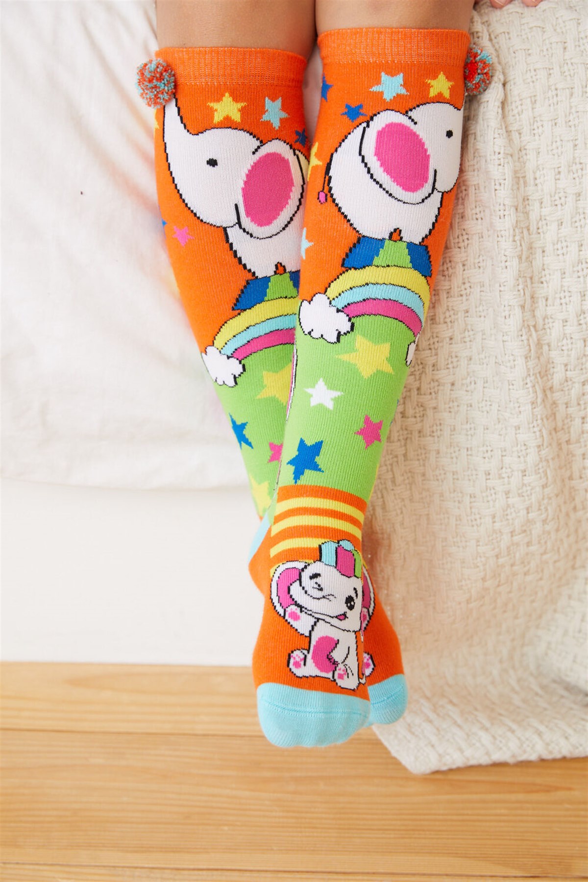 Circus Elephant Girls Knee Socks Orange