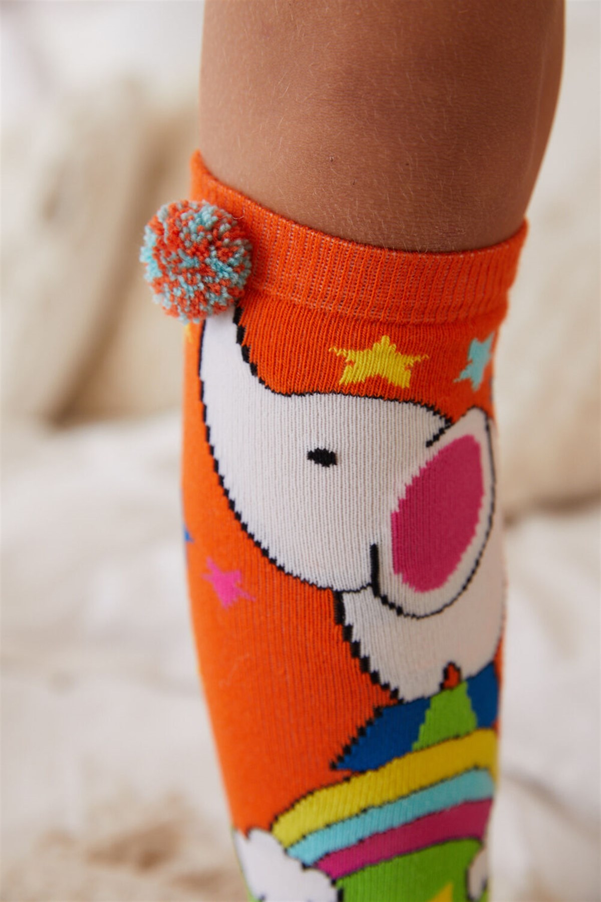 Circus Elephant Girls Knee Socks Orange