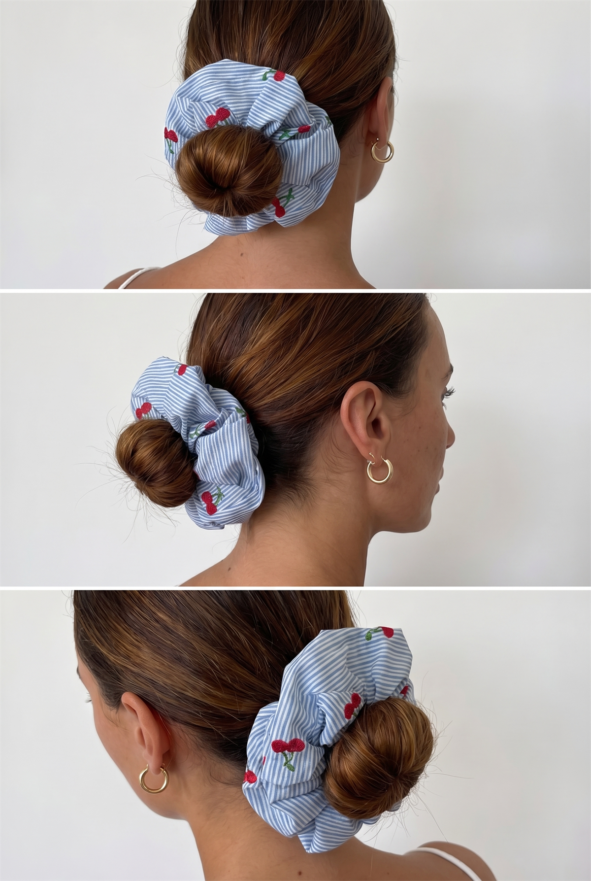 Strıped Cherry Buckle Blue