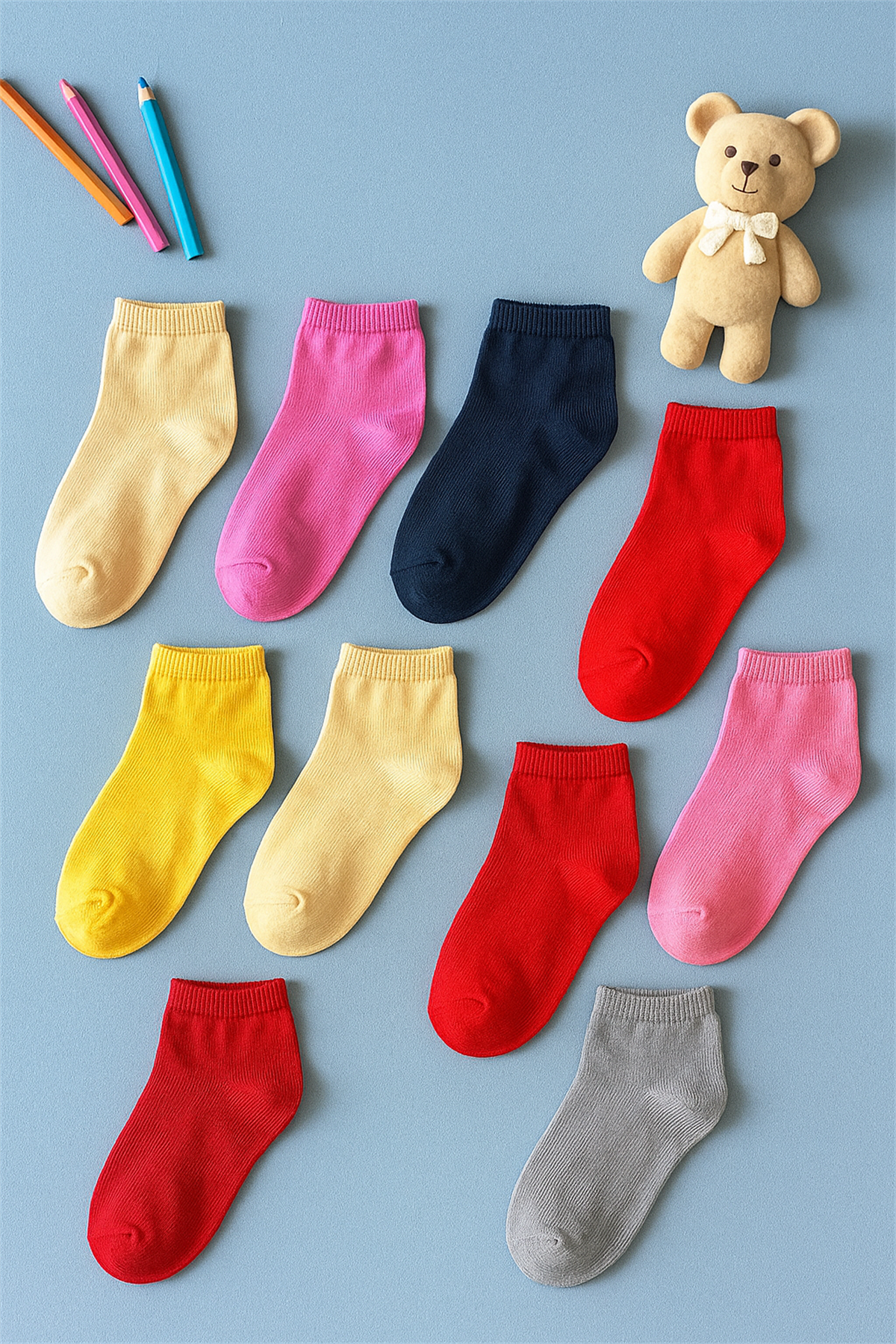 12501G1029 10PCK ÇOCUK STEP ÇORAP Desenli