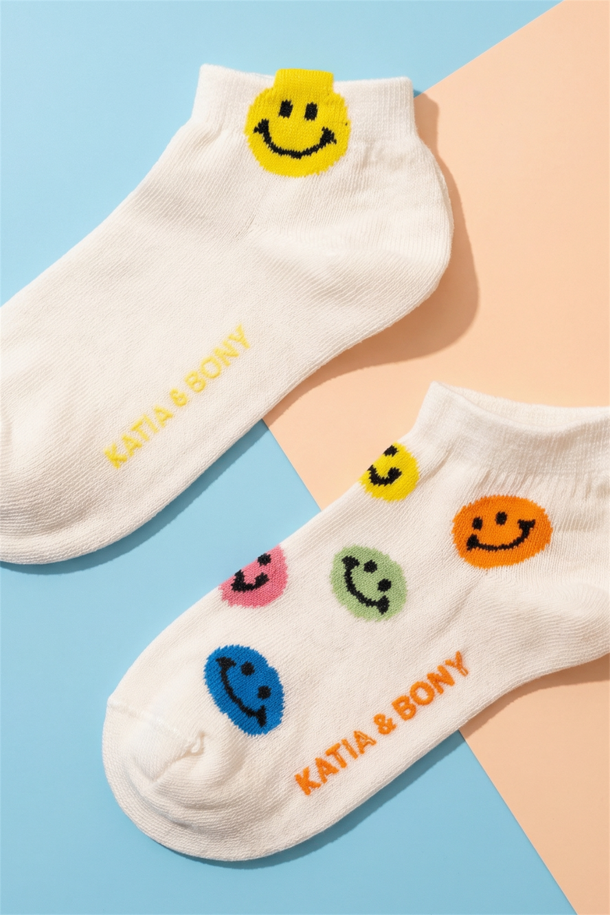 Çocuk 2li Gülen Yüz Desenli Step Çorap