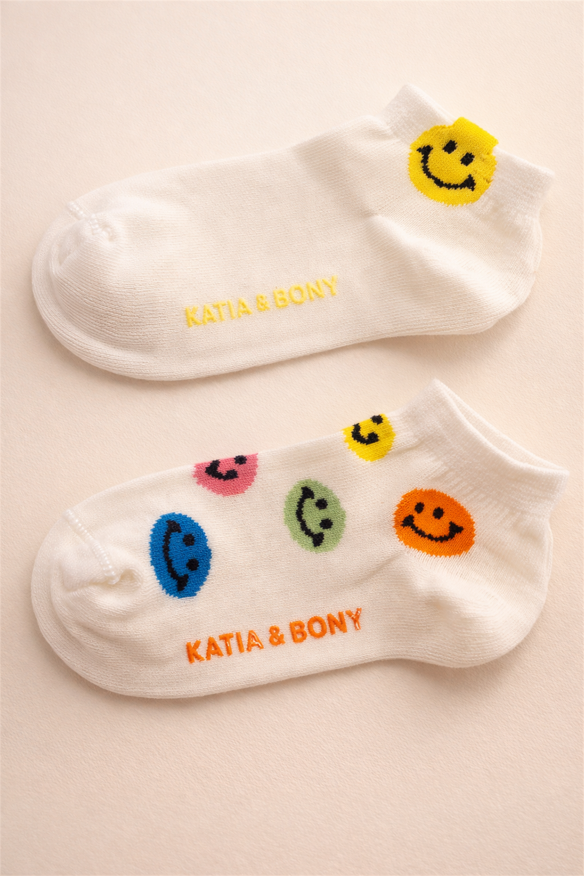 Çocuk 2li Gülen Yüz Desenli Step Çorap