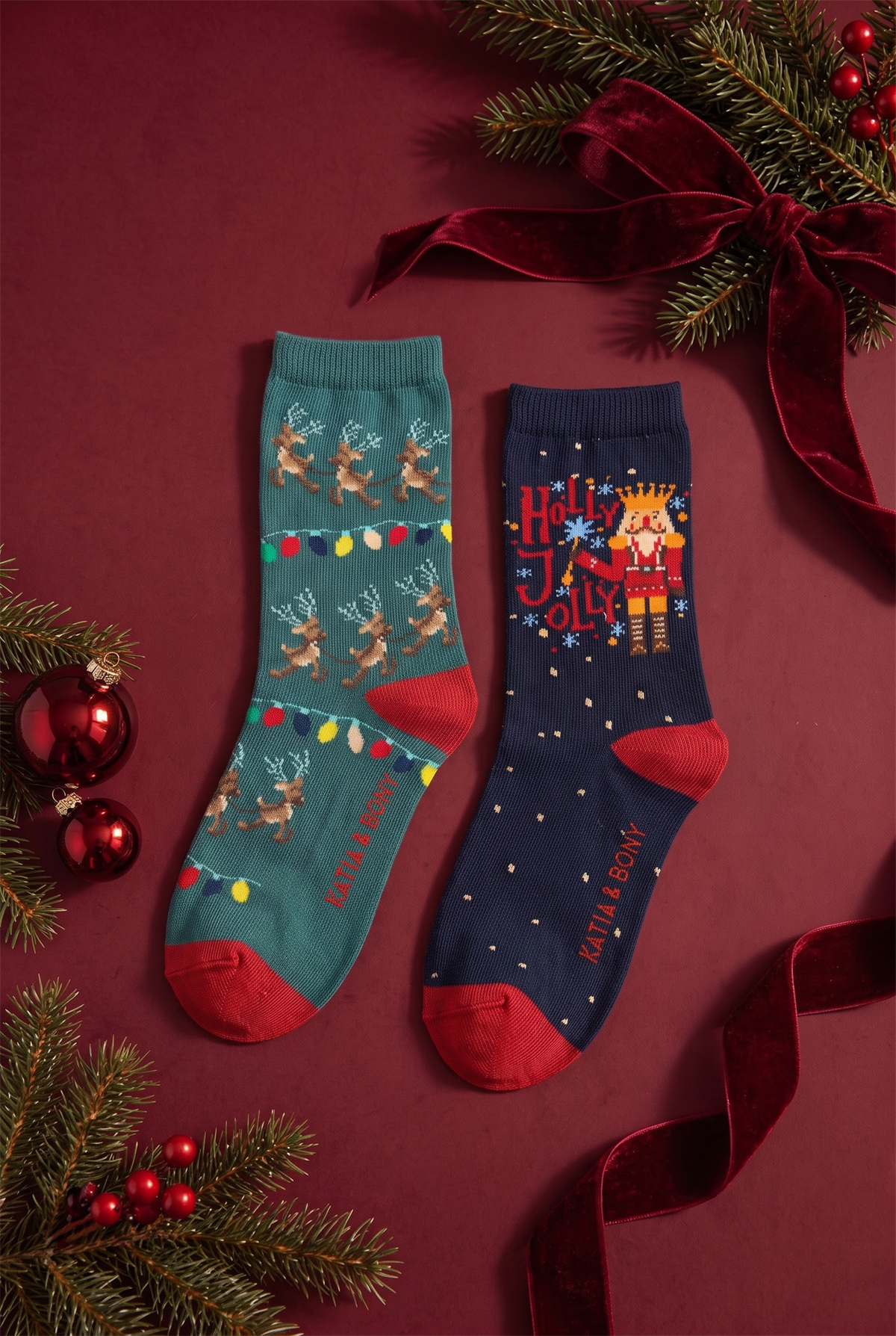 Çocuk 2li Holly Jolly Yılbaşı Soket Çorap