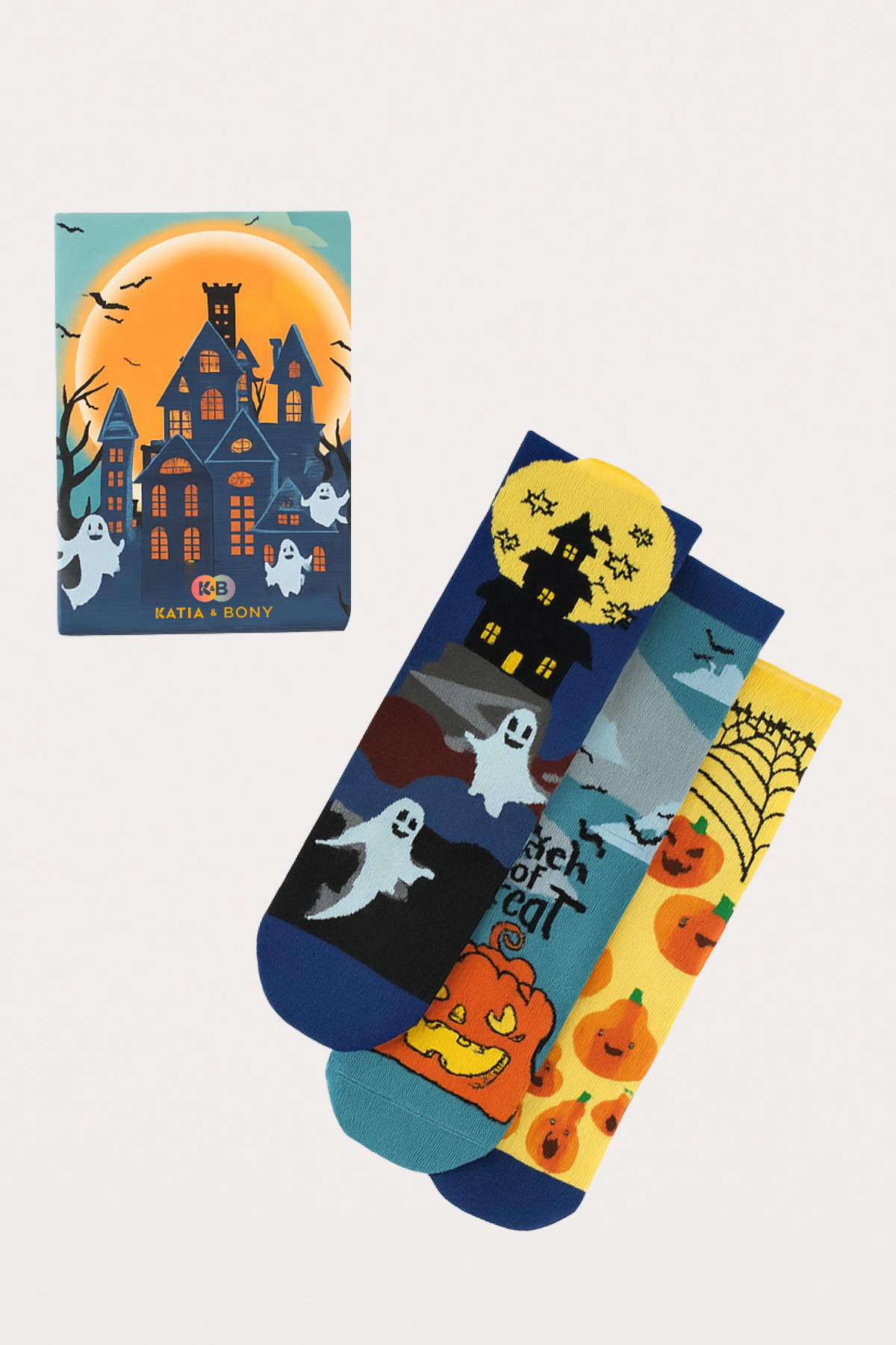Childrens 3-Pack Halloween Boxed Ankle Socks Dark Blue Mixed