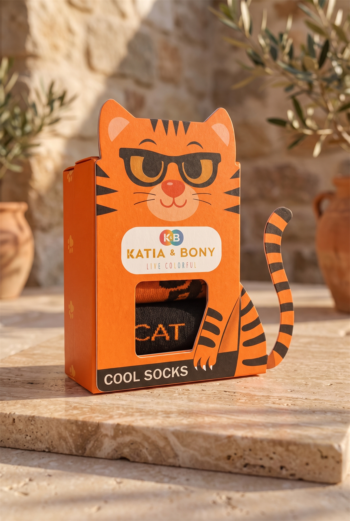 Çocuk 3D Kedi Desenli Kutulu 3lü Soket Çorap